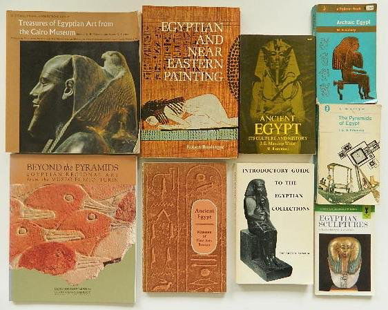 9 Books on Egyptian art: 9 Books on Egyptian Art- 1.Fischer, Henry G.; Terrace, Edward L.B. Treasures of Egyptian Art from the Cairo Museum. London: Thames and Hudson Limited, 1970. 2. Boulanger, Robert. Egyptian and Near Eas