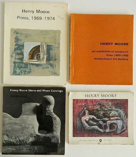 4 books on Henry Moore: 4 Books on Henry Moore- 1. Robertson, Bryan. Henry Moore: Sculpture 1950-1960 London: Whitechapel Gallery, 1960. 2. Russell, John. Henry Moore: Stone and Wood Carvings London: Marlborough Fine Art Ltd
