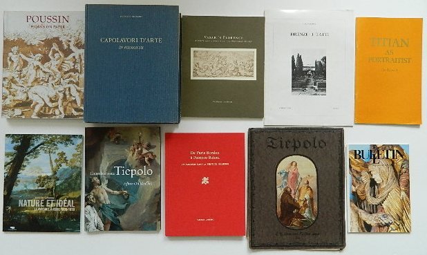 10 books and catalogs on Old Master artists: 10 books and catalogs on Old Masater art- 1. Bernardi, Marziano. Capolavori D'arte: In Piemonte. Turin: Isttuto Bancario San Paolo Di Torino, 1961. 2. Clayton, Martin. Poussin: Works on Paper. Houston