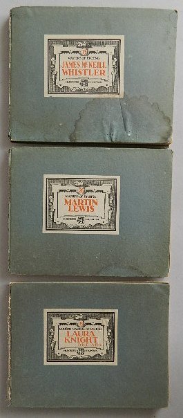 Modern Masters of Etching 3 volumes: 'Modern Masters of Etching'', 3 volumes- No. 13 James McNeill Whistler, 1927; No. 26 Martin Lewis, 1931; and No. 29 Laura Knight, 1932- all with introduction by Malcolm Salaman, The Studio, London, an