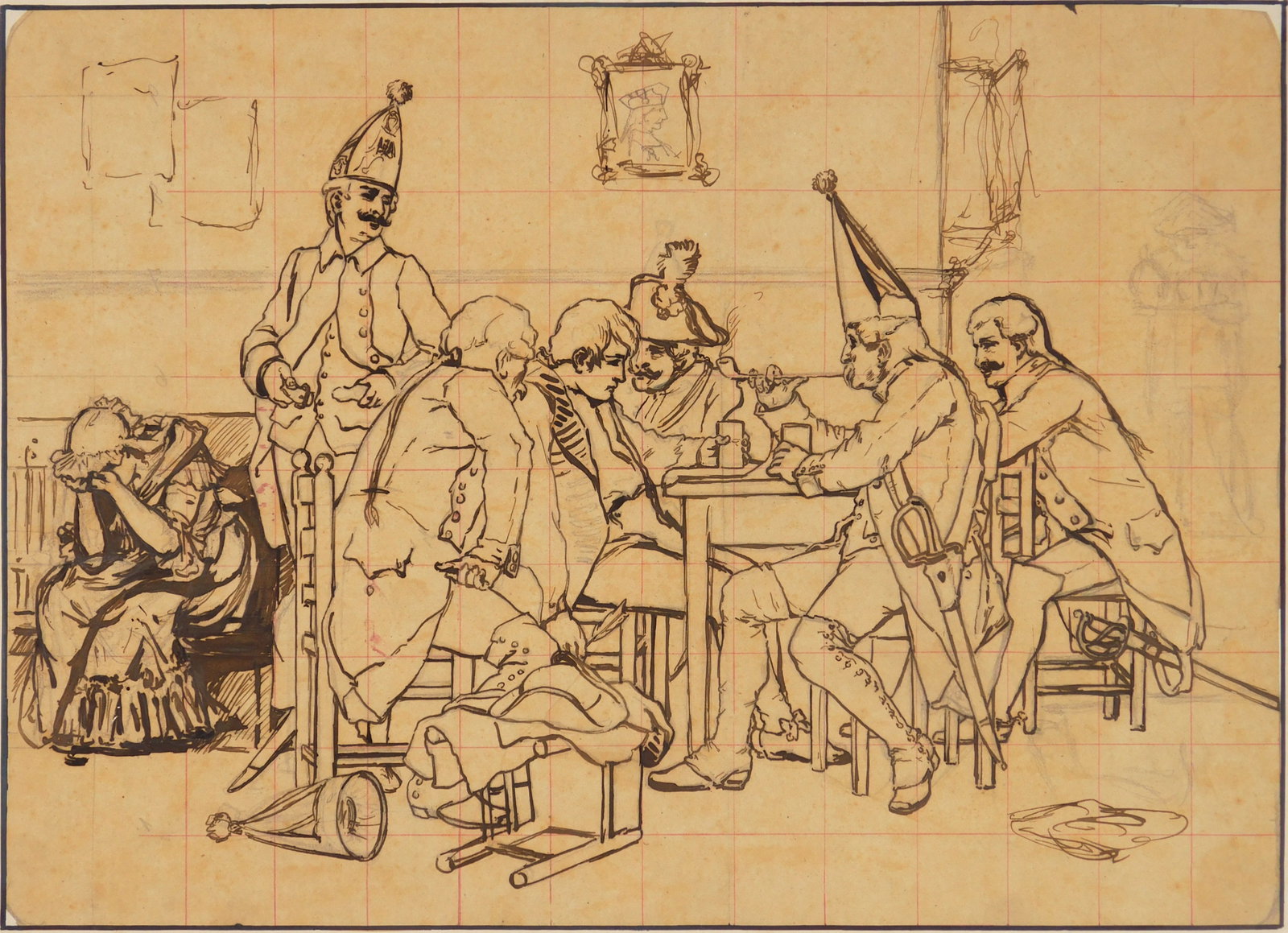 Ernst Fischer Corlin (German, 1853-1932) ink and graphite (1 of 4)