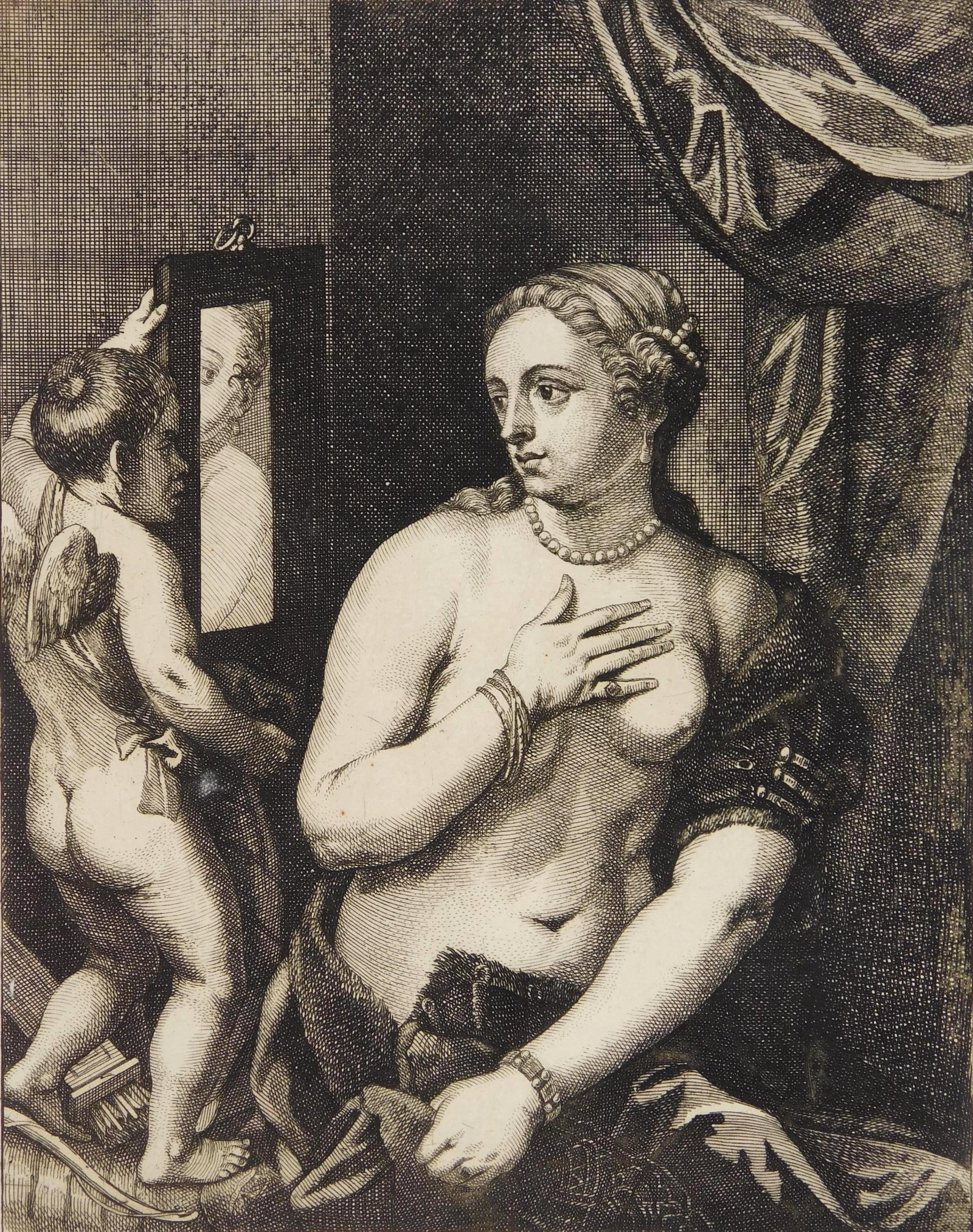 after Titian (Italian, 1490-1576) etching: The Toilet of Venus etching. 8 3/8 x 6 /9/16" Provenance: Private collection- Fort Myers, FL *** PLEASE READ: IMPORTANT NOTE About S&H *** S&H of this auction will be handled by "S