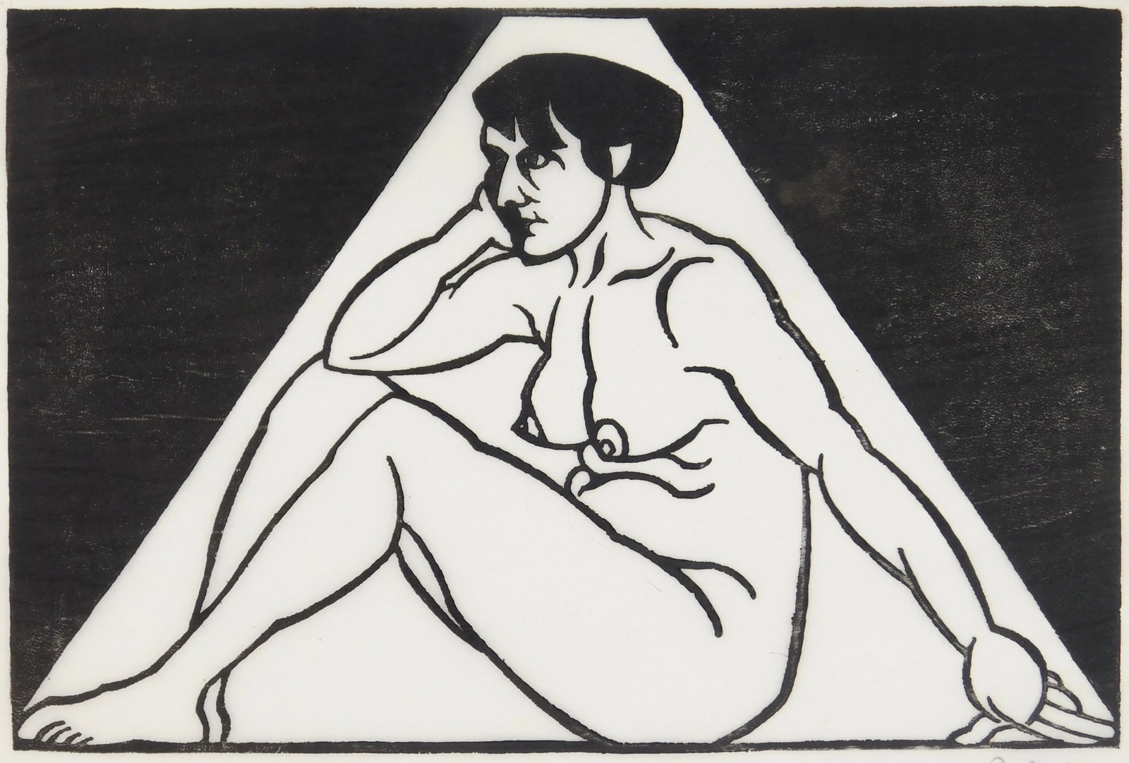 after M. C. Escher (Dutch, 1898-1972) woodblock: Seated Female Nude woodblock, 1921, bears signature. 7 1/2 x 11 1/8" Provenance: Private collection- Cleveland, OH *** PLEASE READ: IMPORTANT NOTE About S&H *** S&H of this auction