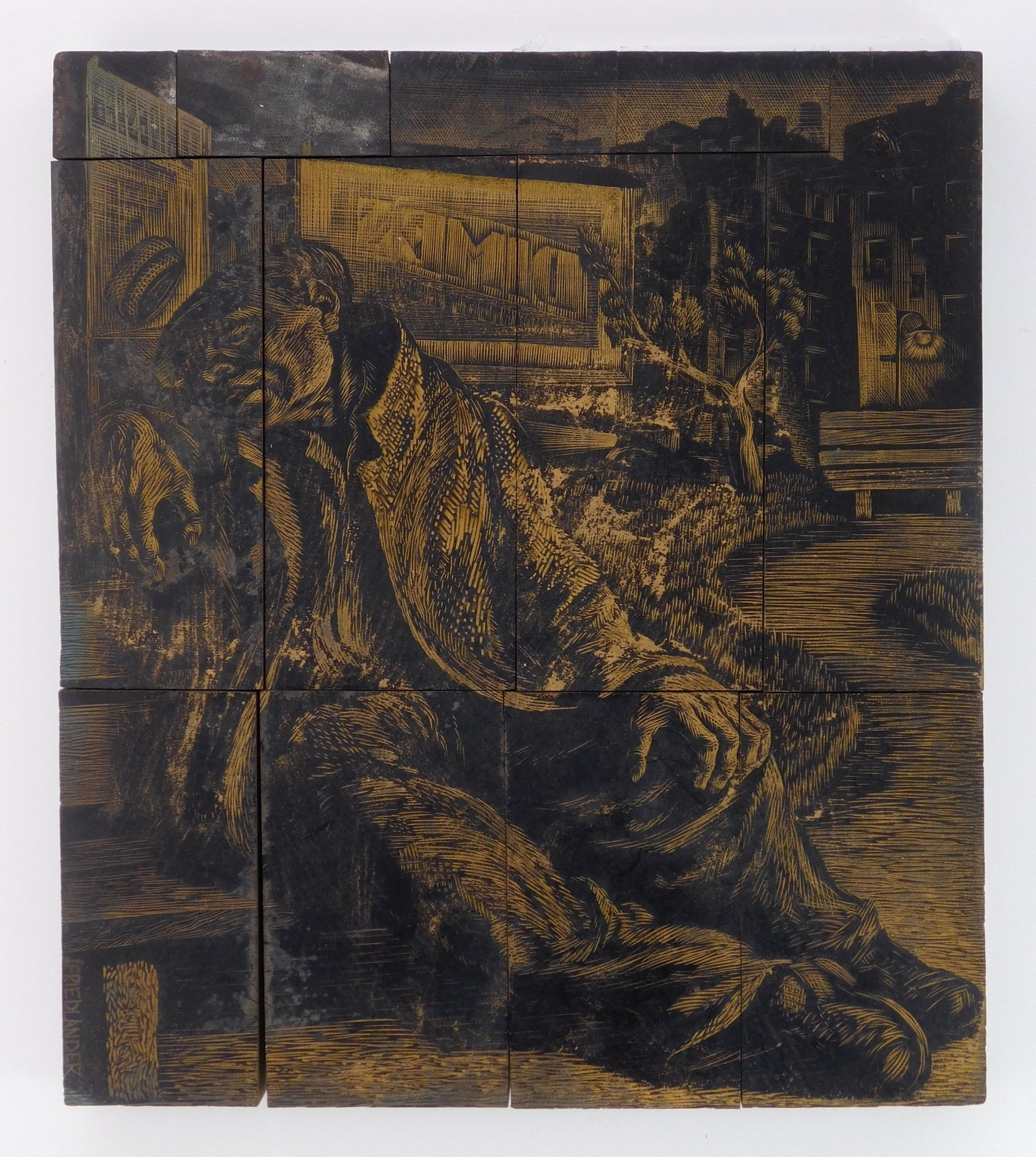 Isaac Friedlander (American. 1890-1968) wood engraving blocks (1 of 3)
