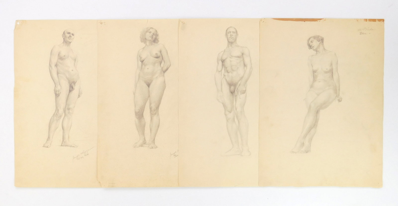 Joseph H. Rogers (American, 1914-2002) pencil: Nude Studies 4 graphite on paper, signed signed in pencil. 15 x 11" ea. (sheet) Provenance: Private collection- Cleveland, OH *** PLEASE READ: IMPORTANT NOTE About S&H *** S&H of t