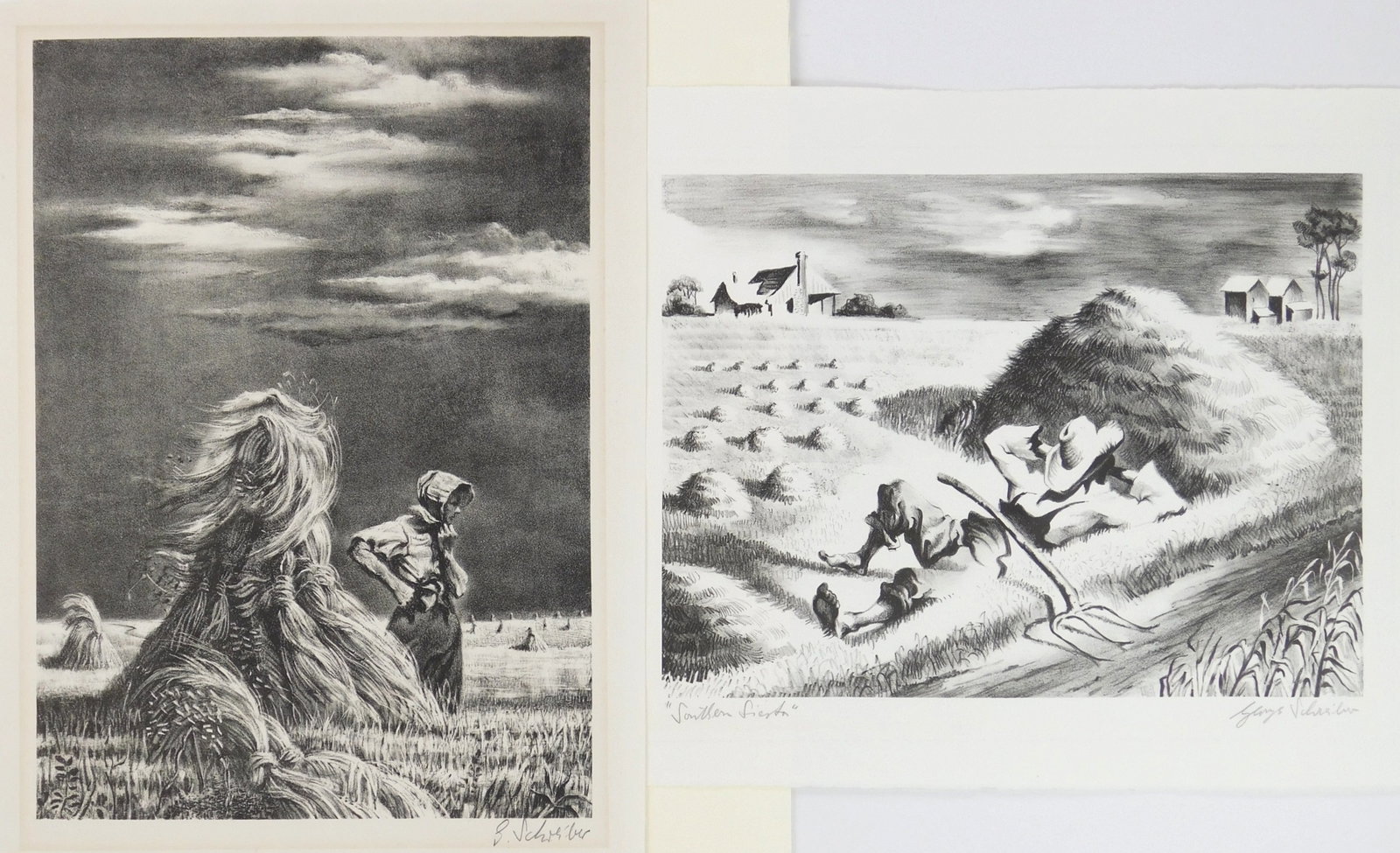 2 Georges Schreiber (American, 1904-1977) lithographs (1 of 7)