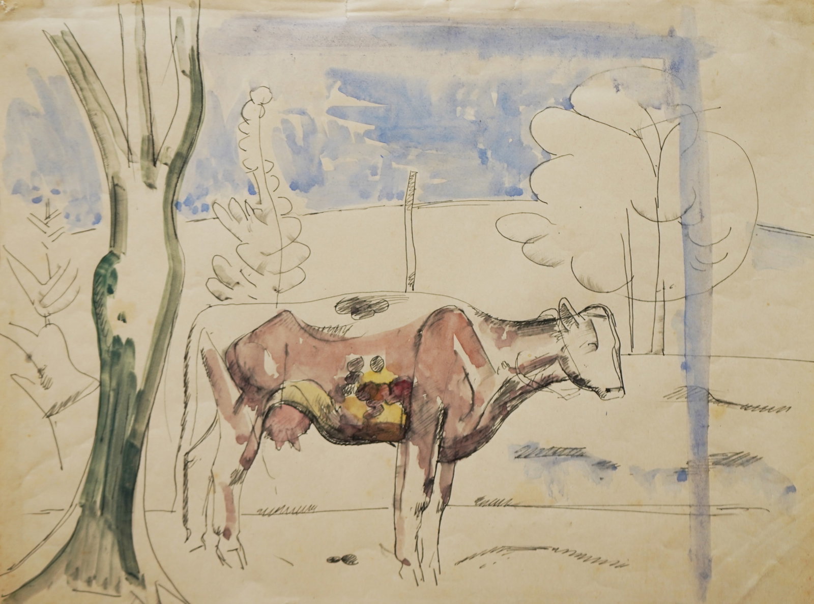 William Sommer (American, 1867-1949) watercolor and pen and ink (1 of 3)