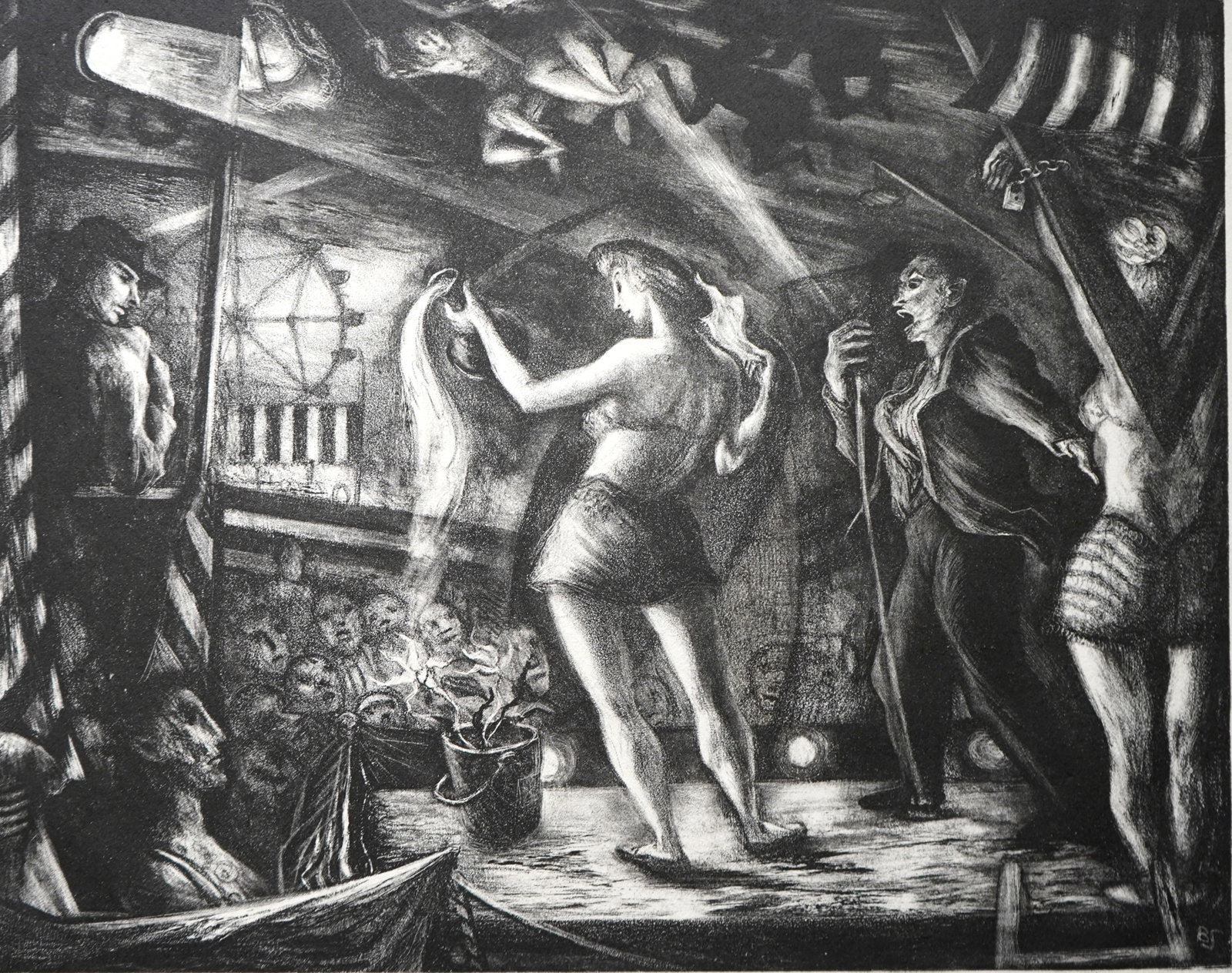 Benton Spruance (American, 1904-1967) lithograph: Midsummer Spiel lithograph, 1946, signed, dated, titled and annotated Ed. 35 in pencil. 13 1/2 x 17" Literature: Fine & Looney 249 Provenance: Private collection- Denver, CO <