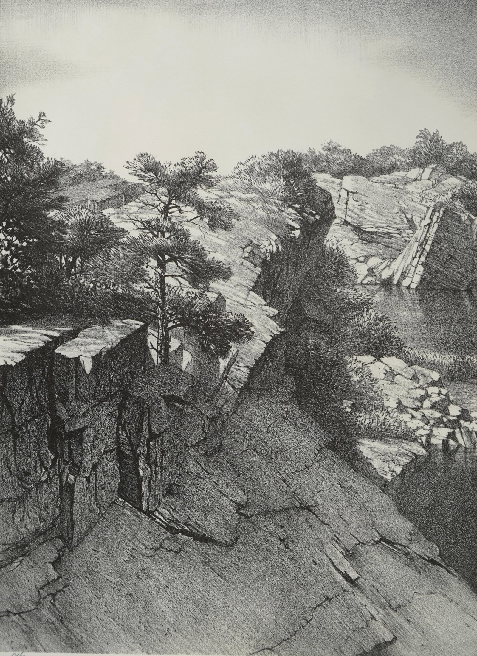 Stow Wengenroth (American, 1906-1978) lithograph: Old Quarry (Rockport, Massachusetts) lithograph, 1967, signed and annotated Ed/40 in pencil. 15 x 11" Literature: Stuckey 309 Provenance: Private collection- Denver, CO