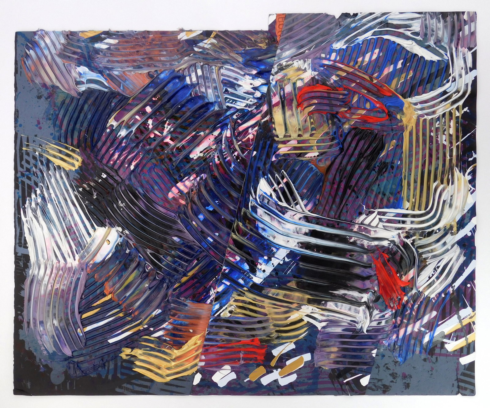 Sam Gilliam (American, 1933-2022) mixed media collage: Petal Series collage (wood block printing, painting encaustic on hand-made paper) and marble construction, signed, titled, dated and numbered to verso Petal Series/Sam Gilliam. This work is
