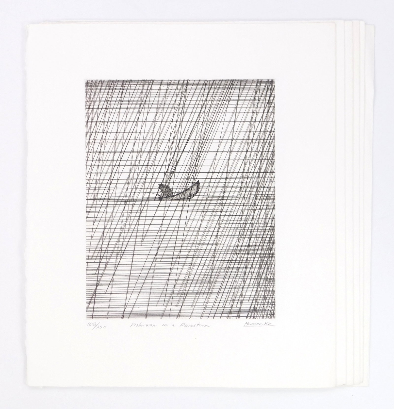 6 Art Hansen (American, 1929-2017) etchings: Fisherman in a Rainstorm etching (6 copies), 1982, all signed, dated, titled and numbered in pencil, AAA edition of 250. 9 7/8 x 7 7/8" Literature: AAA/ Czestochowski 1984.008 Provenance: P