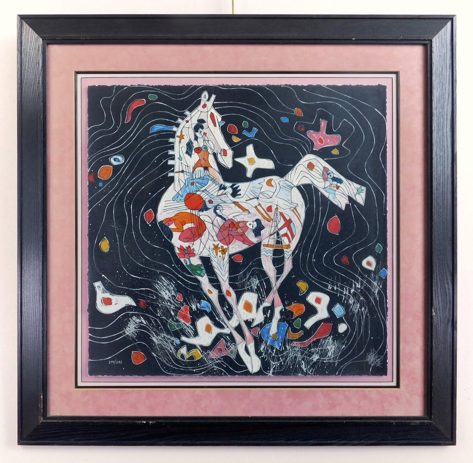 Tiefeng Jiang (Chinese, 1938- ) silkscreen: Little Horse Suite silkscreen in colors, signed and numbered 274/293 in pencil, framed. 24 1/2 x 24 1/2" Provenance: Private collection- Okemos, MI *** PLEASE READ: IMPORTANT NOTE Abo