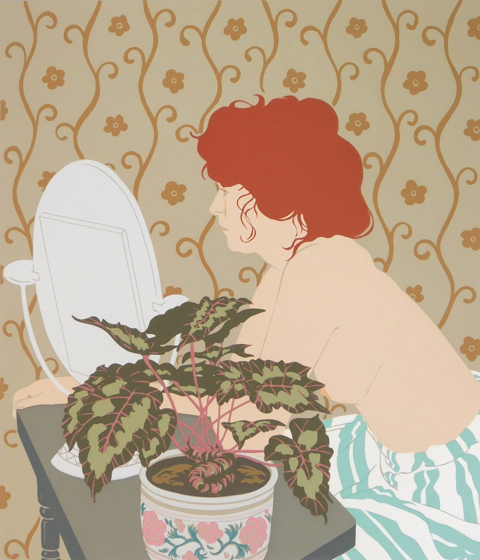 Phyllis Sloane (American, 1921-2009) silkscreen: Red Head silkscreen in colors, 1978, signed, dated, titled and numbered 30/50 in pencil. 21 x 18" Provenance: Private collection- Cleveland Heights, OH *** PLEASE READ: IMPORTANT NOTE About