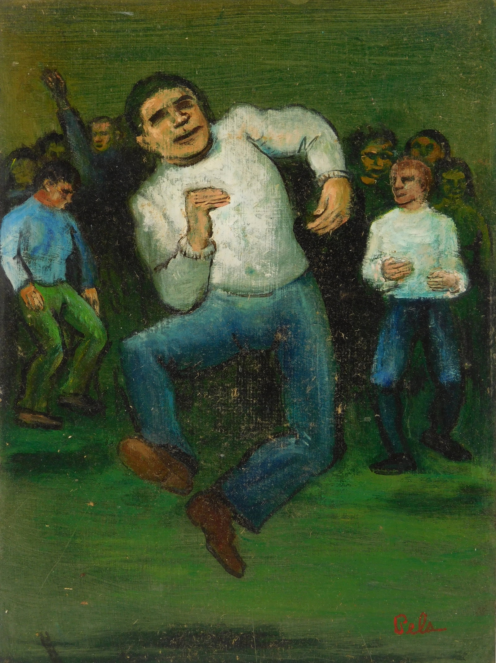 Albert Pels (American, 1910-1998) oil: An Irish Jig oil on Masonite, signed Pels lower right. 12 x 9" Provenance: Private collection, New York, NY By descent estate of the artist. *** PLEASE READ: IMPORTANT NOTE About S&H