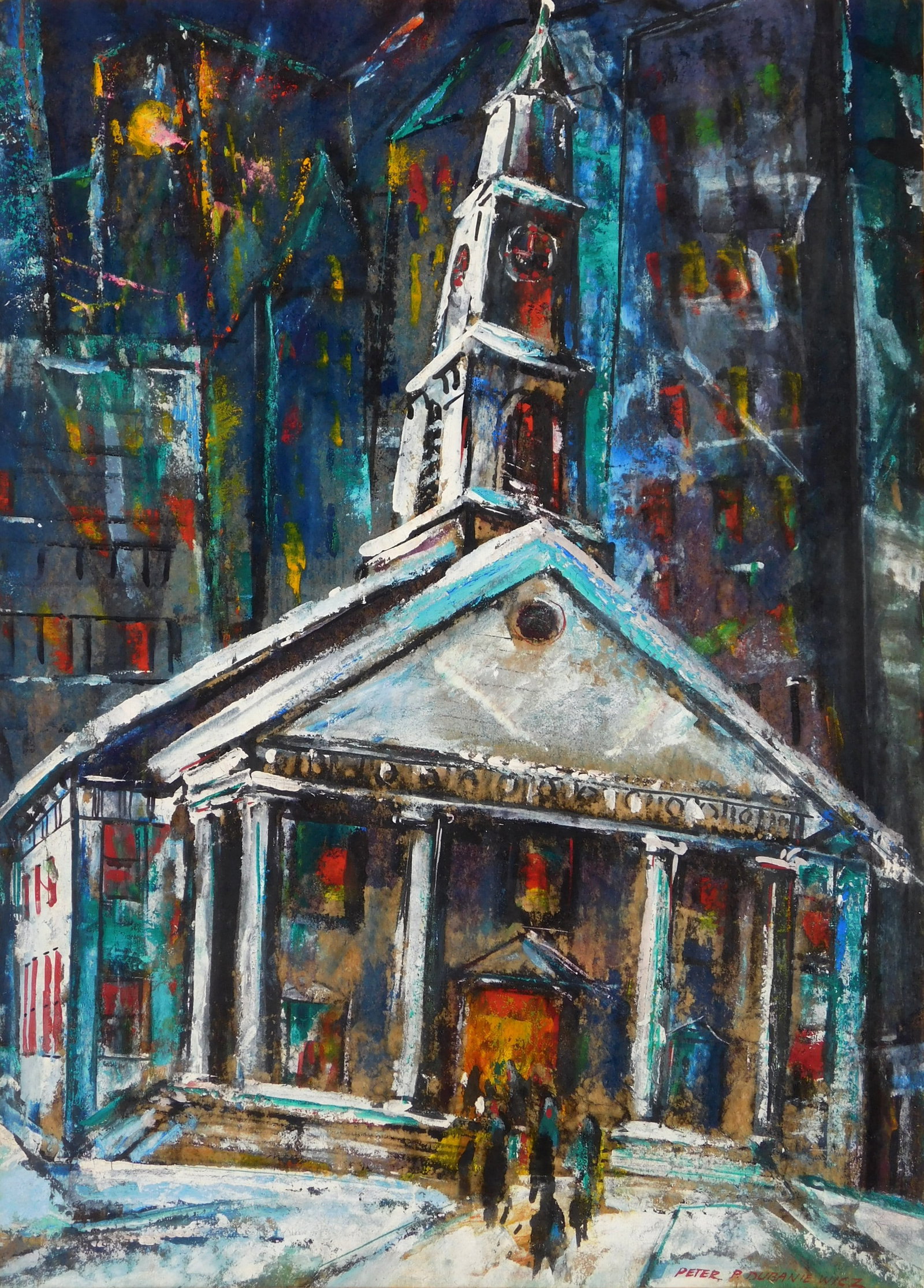 Peter Paul Dubaniewicz (American, 1913-2003) mixed media on paper (1 of 5)