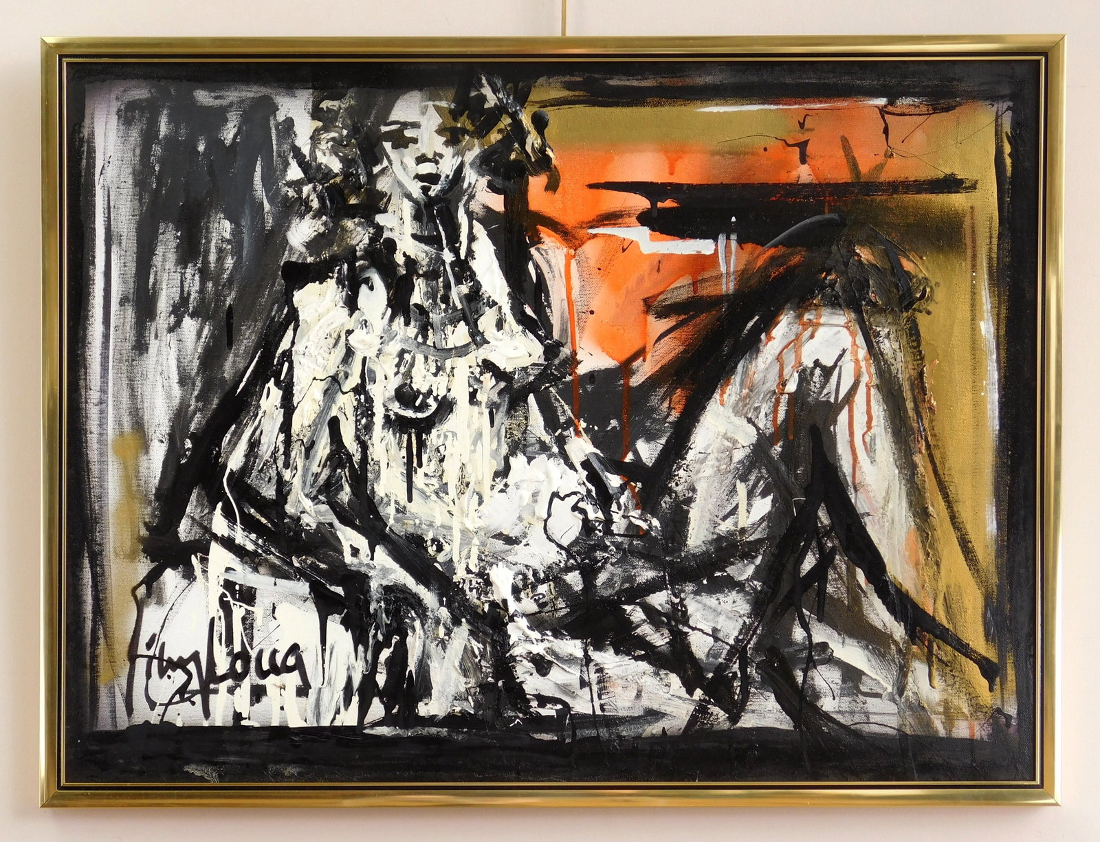 Jimmy Locca (Swiss, 1940- ) oil: Femme Assise oil on canvas, 1992, signed Jimmy Locca lower left, signed, dated and titled verso, framed. 23 x 31" Provenance: Private collection- Farrell, P *** PLEASE READ: IMPORTANT NOTE 