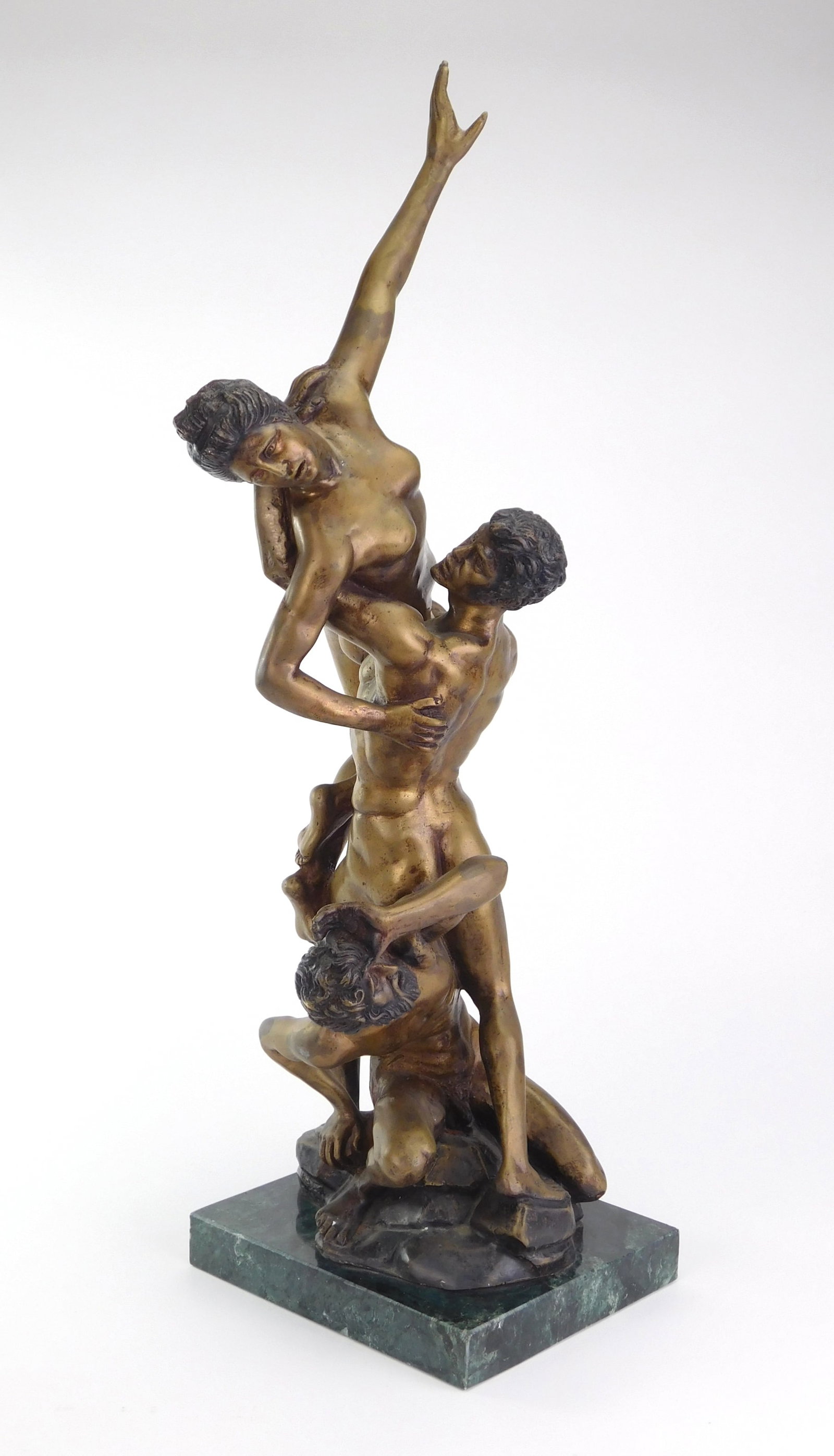 Contemporary bronze sculpture set on marble base-: Abduction of a Sabine Woman. 7 x 8 1/4 x 25 3/4" Provenance: Private collection- Fremont, OH *** PLEASE READ: IMPORTANT NOTE About S&H *** S&H of this auction will be handled by "Shipping with