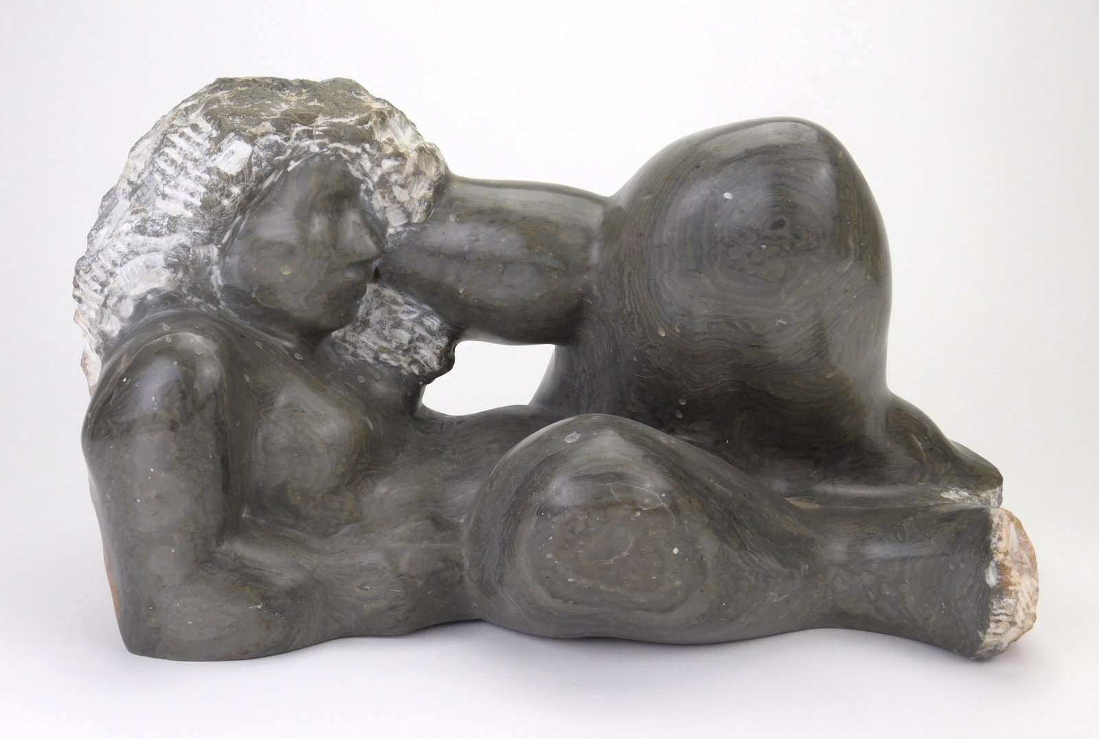 Charlotte Lees (American, 1942- ) sculpture: Reclining Nude marble sculpture, signed Lees on backside. 16 1/2 x 8 x 9" Provenance: Private collection- Brimfield, OH *** PLEASE READ: IMPORTANT NOTE About S&H *** S&H of this auction