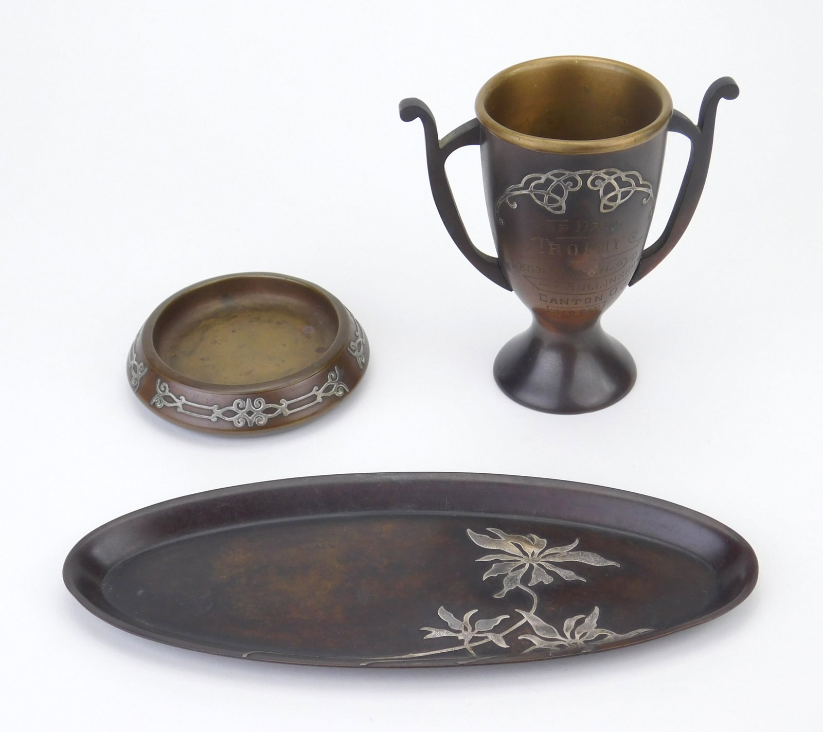3 Arts and Craft Heinz sterling on bronze items (1 of 10)