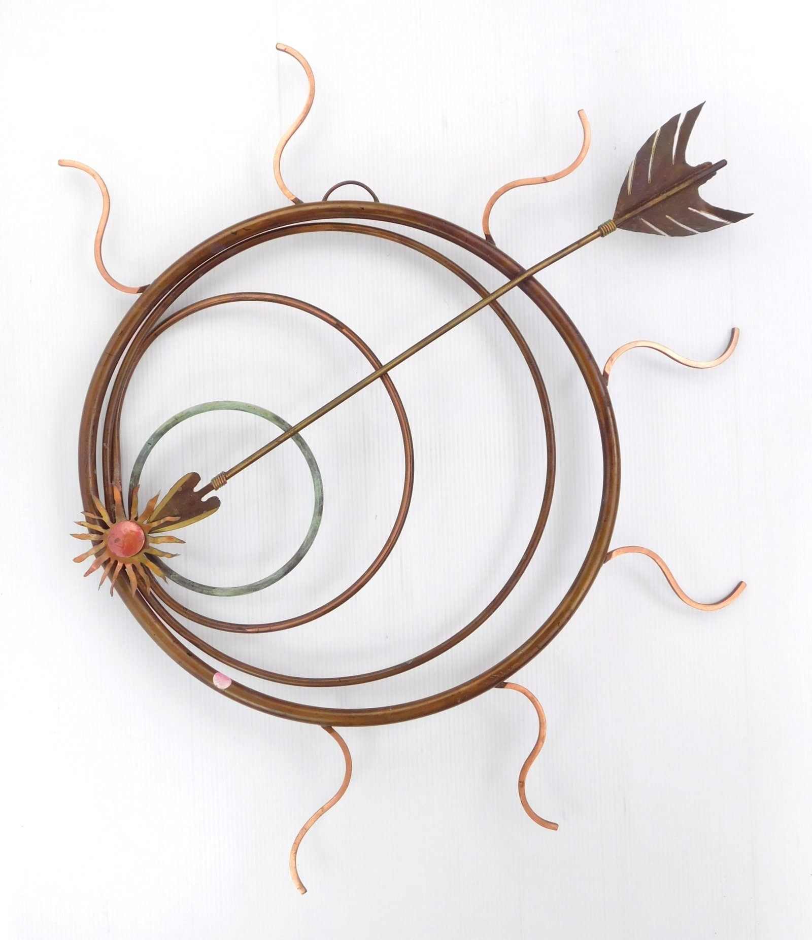 20th c. American sculpture: Untitled mixed metal wall sculpture, 1998, signed Van J. 98 on edge. 34 x 34" Provenance: Private collection- Pepper Pike, OH *** PLEASE READ: IMPORTANT NOTE About S&H *** S&