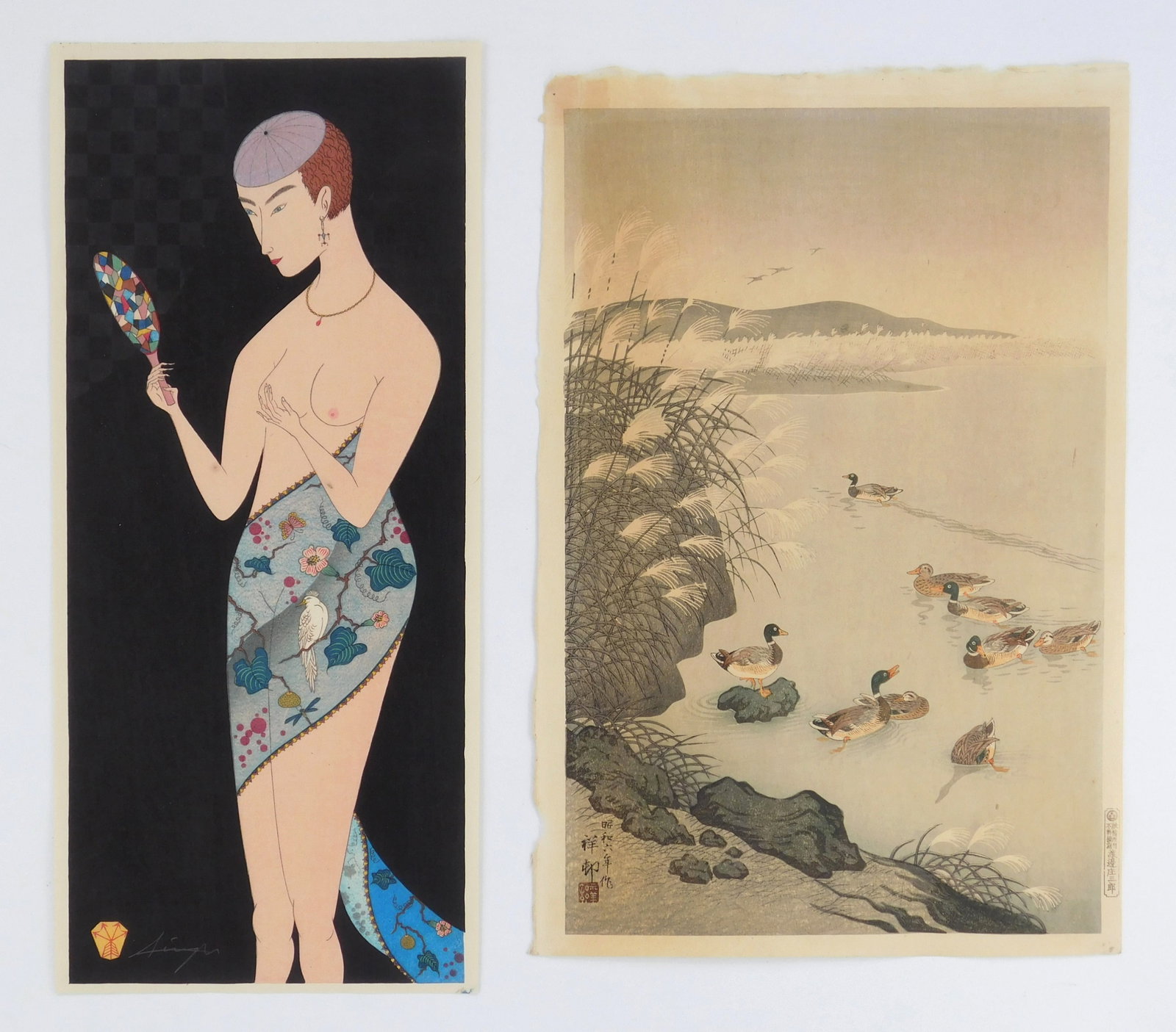 2 20th c. Japanese woodblocks in color (1 of 7)