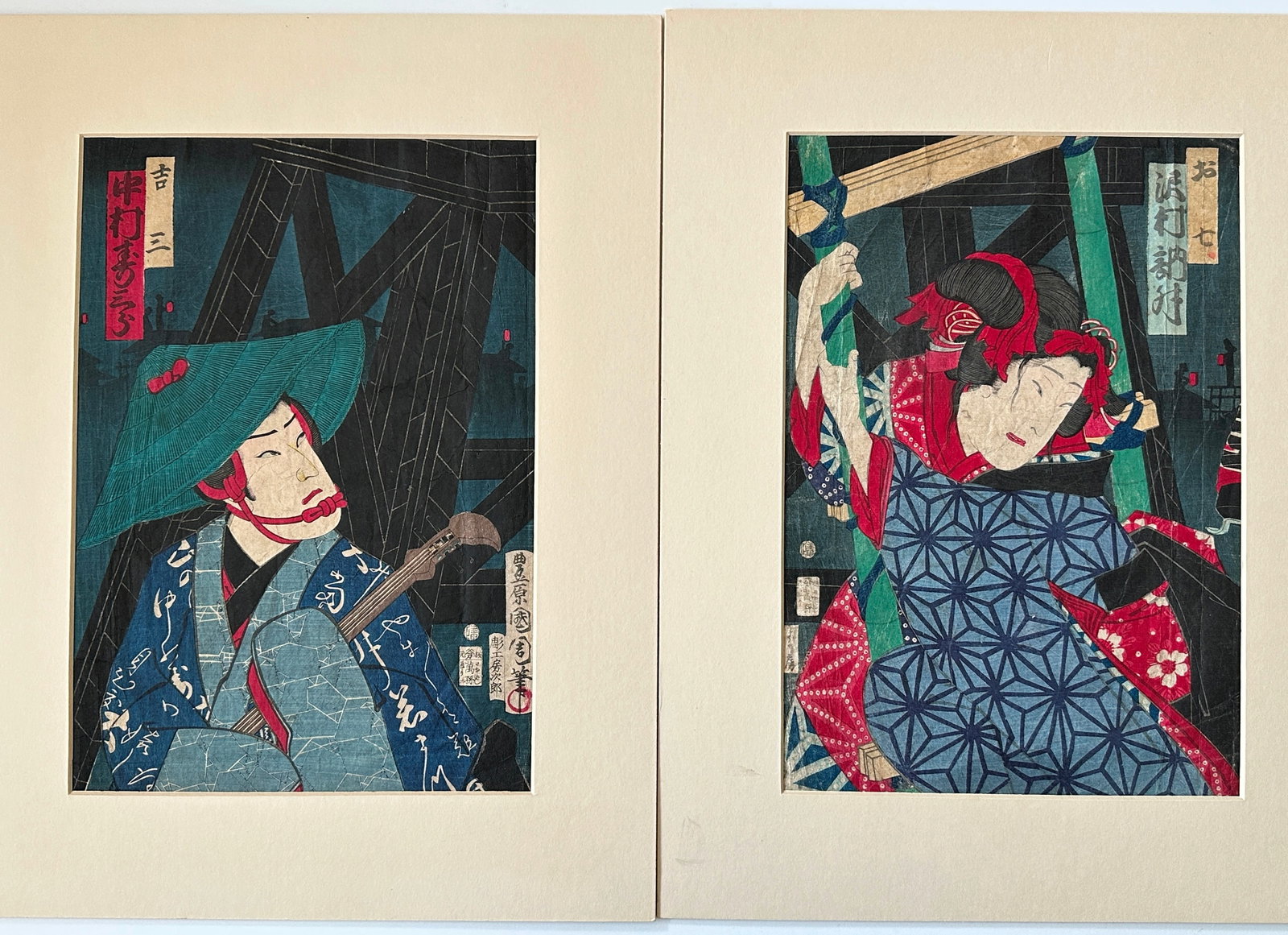 after Kunichika Toyohara (Japanese 1835-1900) woodblock (1 of 5)