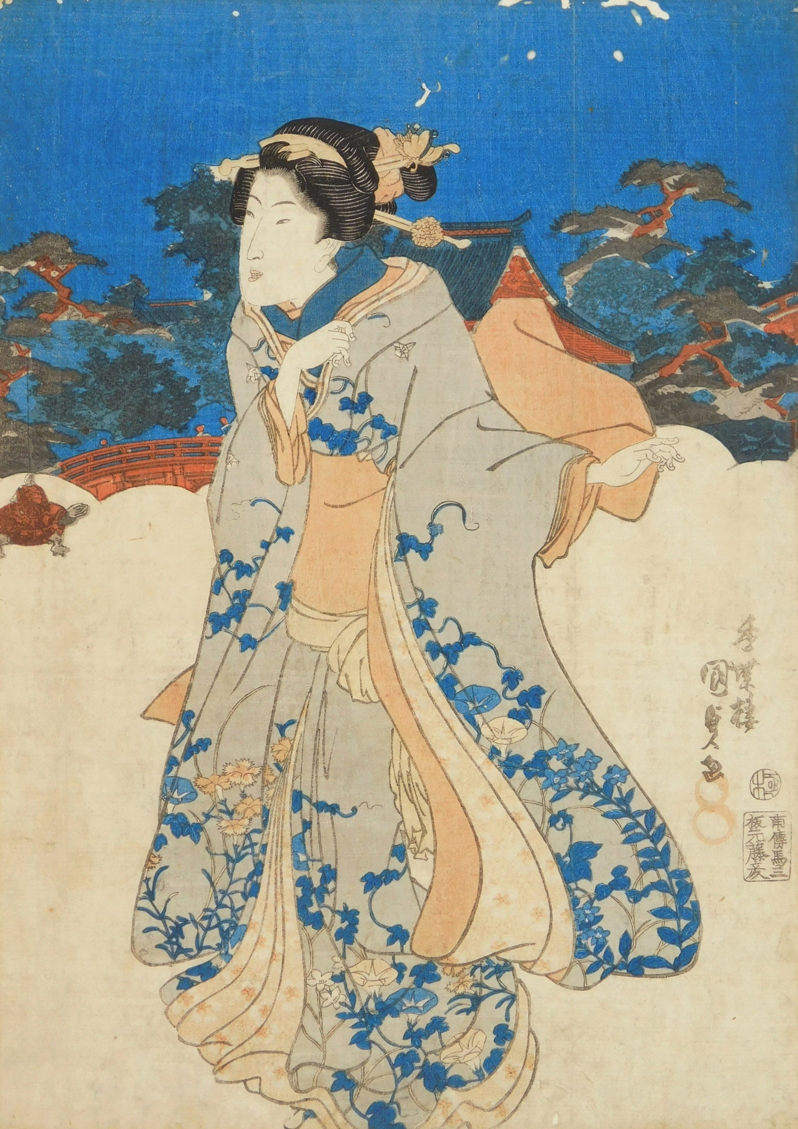 after Toyokuni III (Kunisada) Utagawa (Japanese 1786-1865) woodblock (1 of 7)