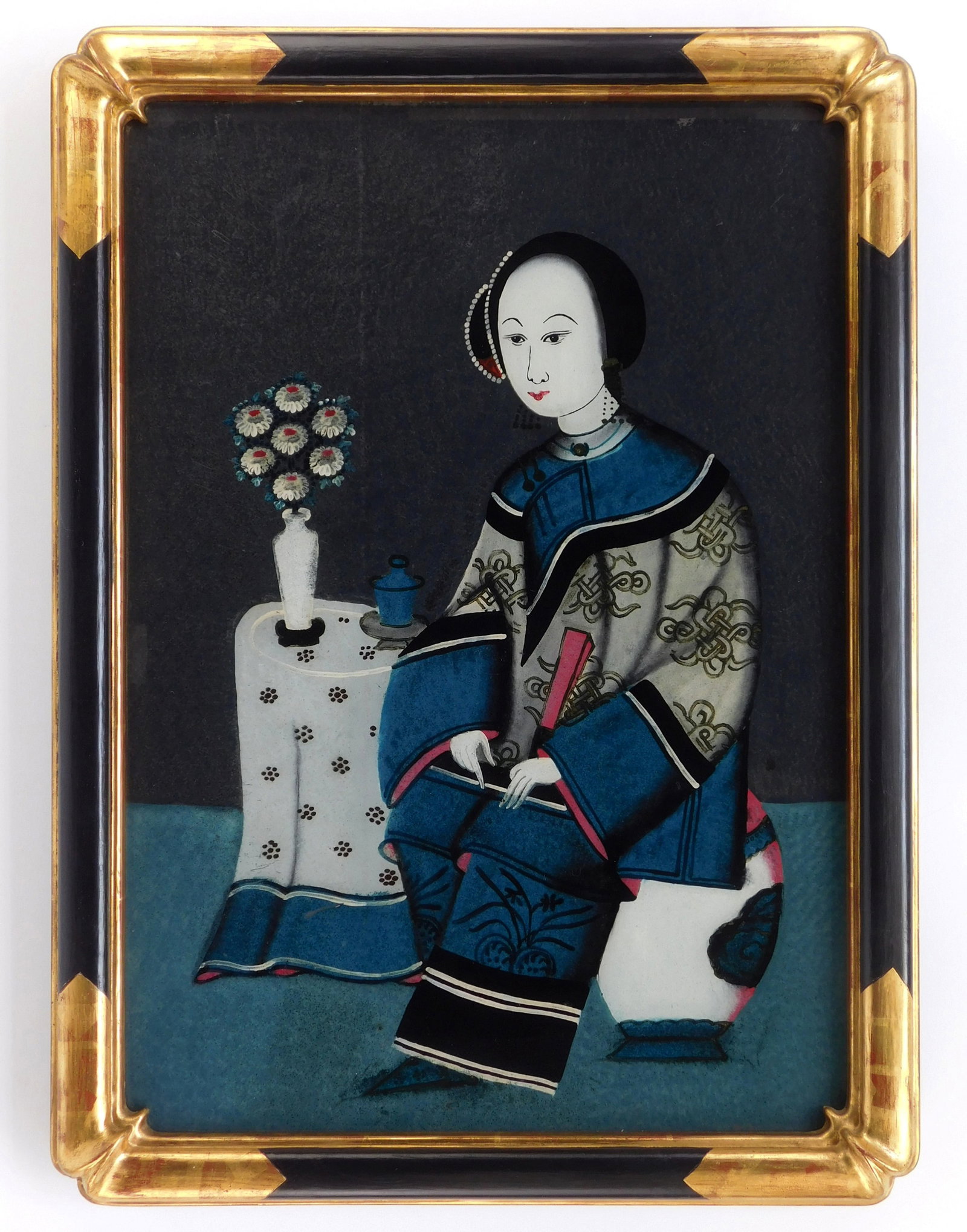 Chinese reverse painting on glass: Portrait of an Elegant Chinese Woman- reverse painting on glass, framed. 20 x 14" Provenance: Private collection- Cleveland, OH *** PLEASE READ: IMPORTANT NOTE About S&H *** S&H of this