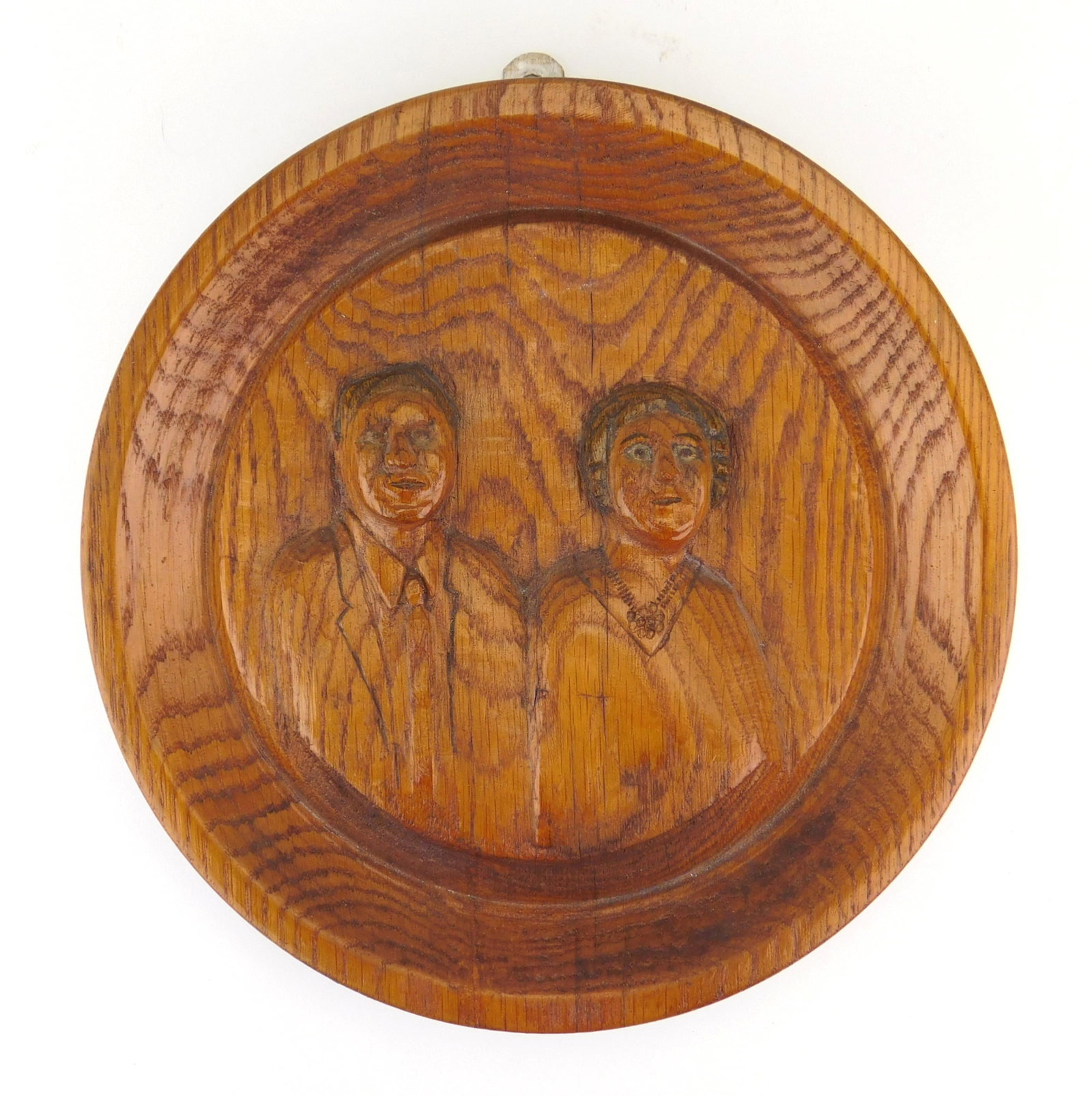 Silvio Zoratti (Italian/ American, 1896-1992) carving: S. P. & B. A. Zoratti bas relief wood carving, titled along top edge. 10 3/4" dia. 2" deep Provenance: By descent through the family Estate of the artist *** PLEASE READ: