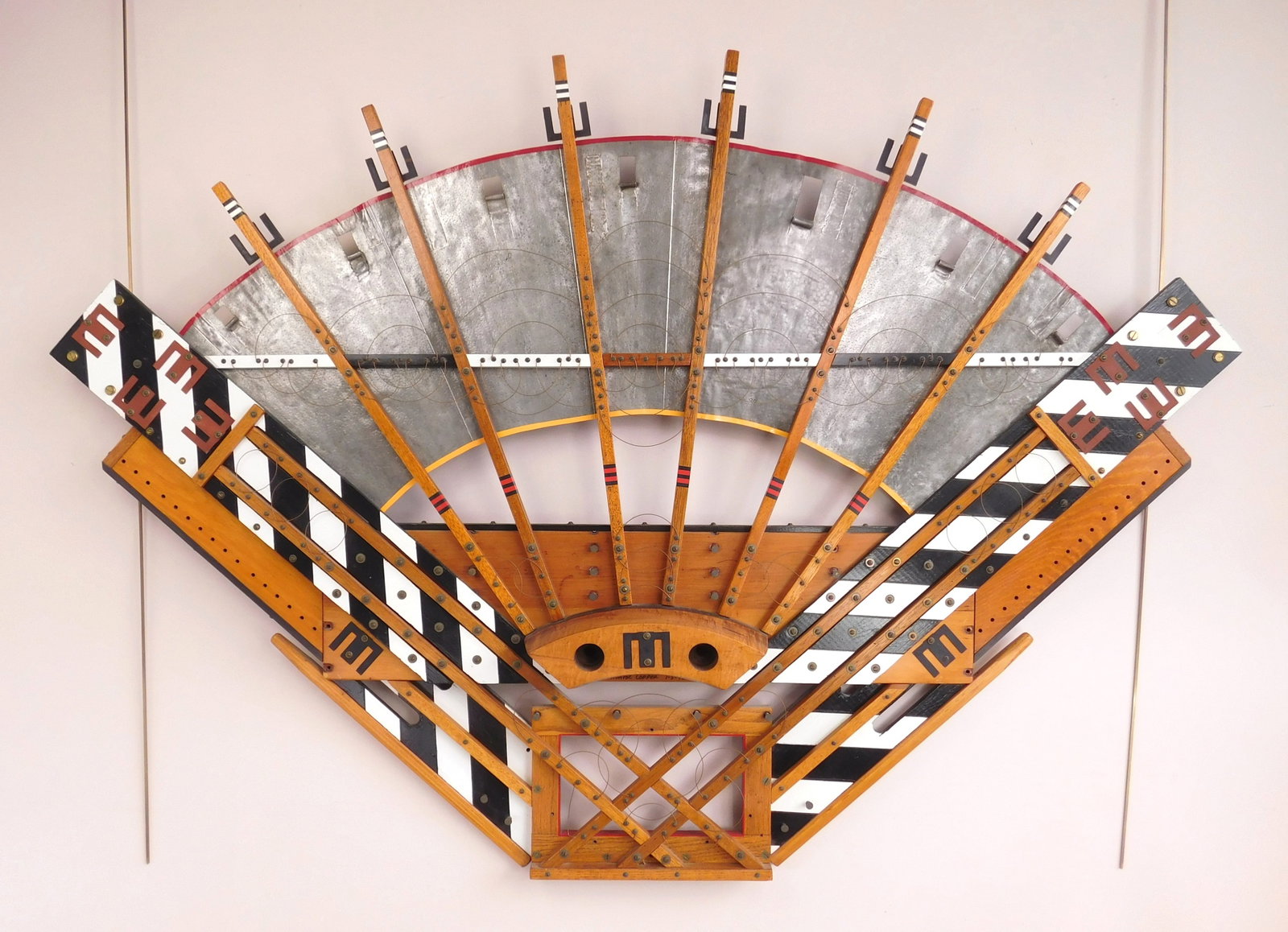 Munroe Copper IV (American, 1949-2013) sculpture: Aura Fan wood and metal sculpture, 1992, singed, titled and dated 7/3/92 on back. 50 x 71 3/4 x 5 1/2" Provenance: Private collection- Cleveland, OH *** PLEASE READ: IMPORTANT NOTE About