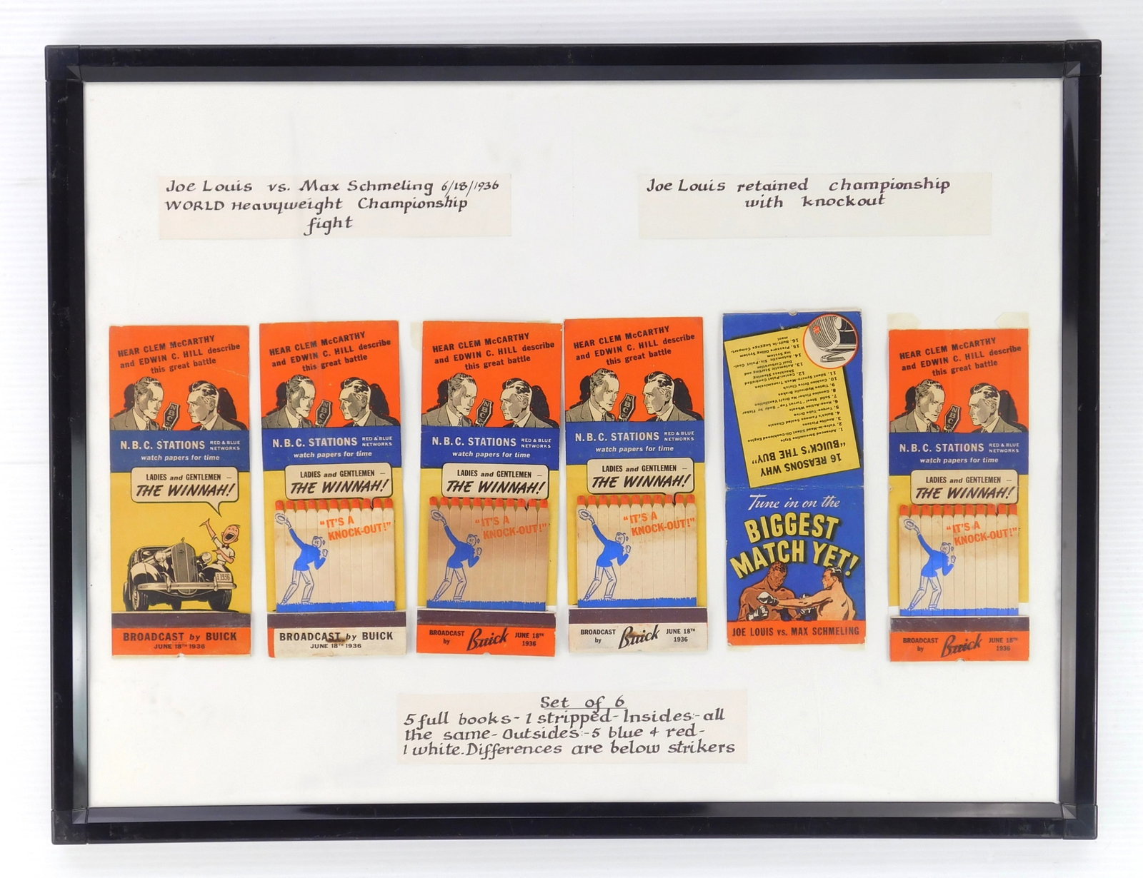Matchbook covers- Louis vs. Schmelling fight (1 of 3)