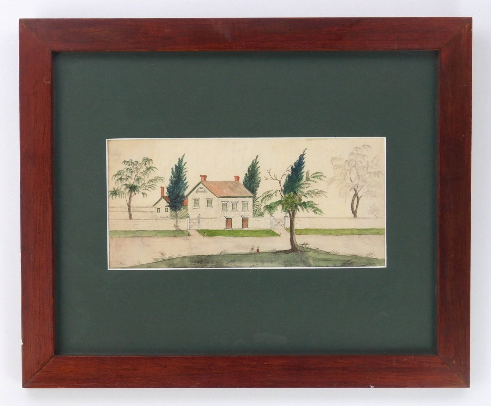George Washington Sully (American, 1816-1890) watercolor and pencil: House in Landscape watercolor and pencil on paper, matted and framed. 4 3/4 x 9 3/4" Provenance: Private collection- Bay Village, OH Purchased directly from a descendant of Sully's ***