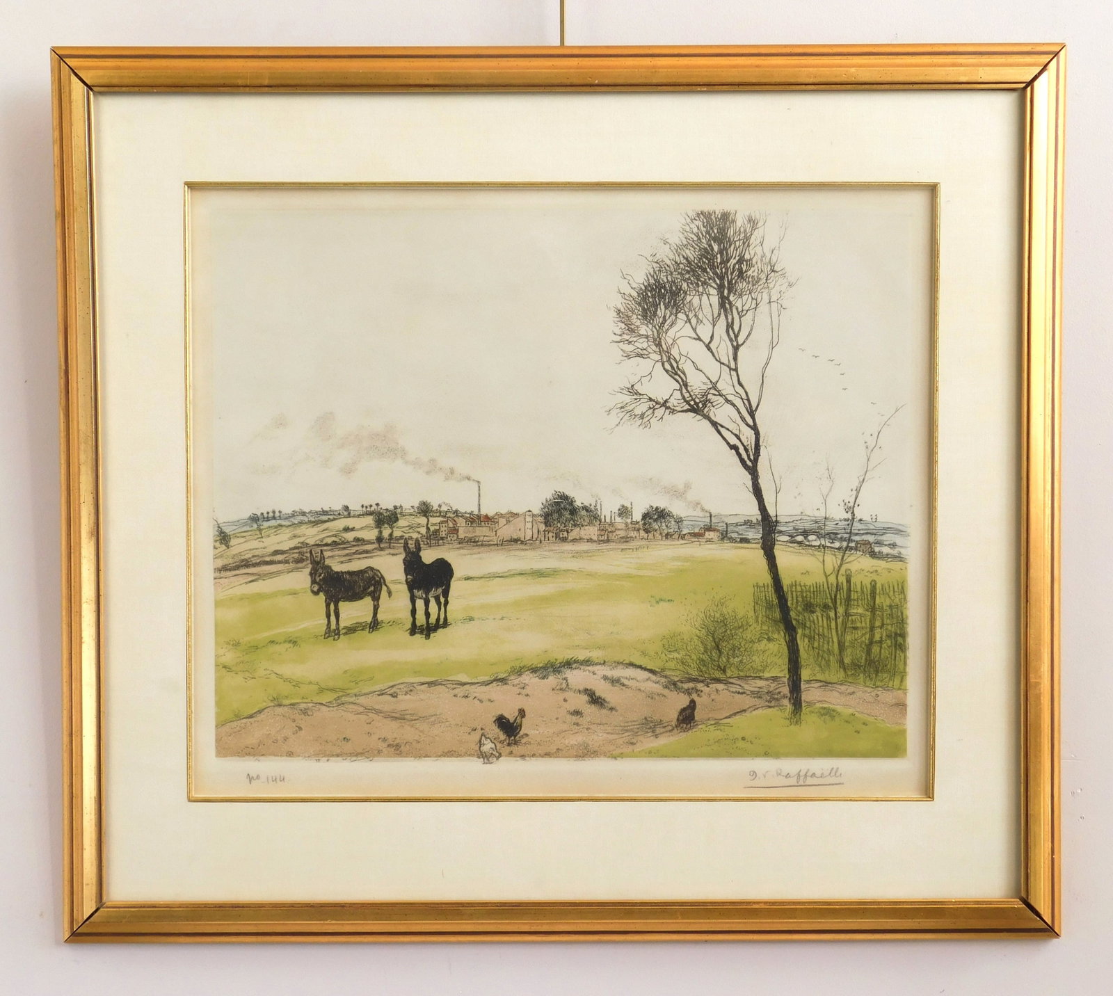 Jean-Francois Raffaelli (French 1850-1924) aquatint: Les Petits Anes soft ground aquatint and drypoint in color, 1906, signed and numbered 144 in pencil, edition of 20, bears the drystamp of Georges Petit Literature: Delteil 69 iii/III Provenance: 