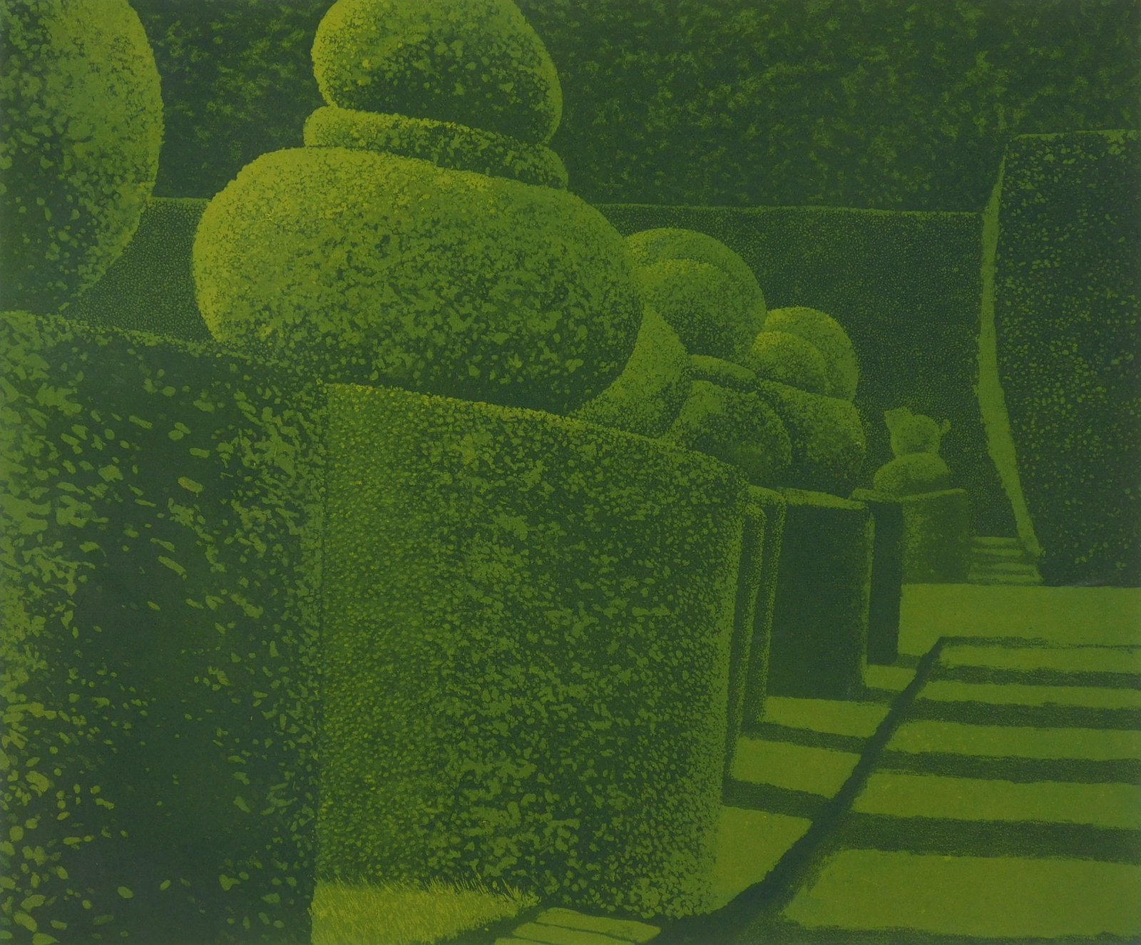 Norman Stevens (British, 1937-1988) etching: Priory Garden etching and aquatint, 1978, signed, dated, titled and numbered 98/150 in pencil. 14 3/4 x 17 3/4" Provenance: Private collection- Tucson, AZ *** PLEASE READ: IMPORTANT NOTE About S&
