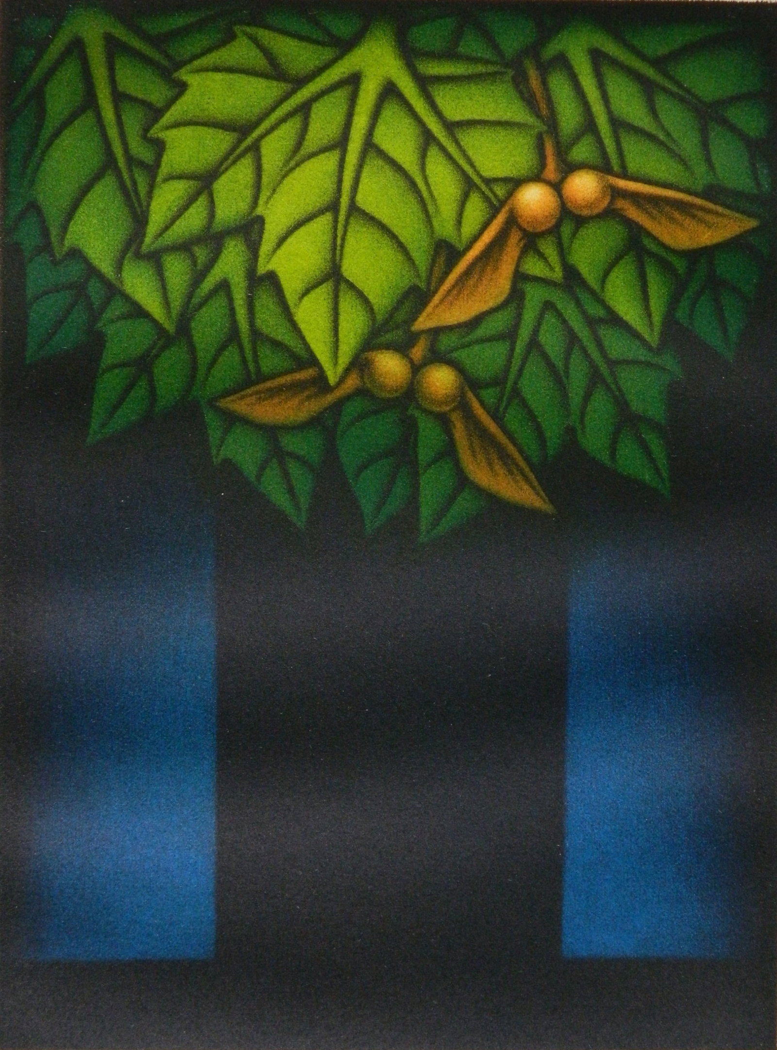 Kazuhisa Honda (Japanese, 1948- ) mezzotint: Maple Tree mezzotint in colors, 1987, signed, The Print Club of Cleveland publication no. 65. 7 5/8 x 5 3/4'' Provenance: A Cleveland area non-profit *** PLEASE READ: IMPORTANT NOTE About S&H 