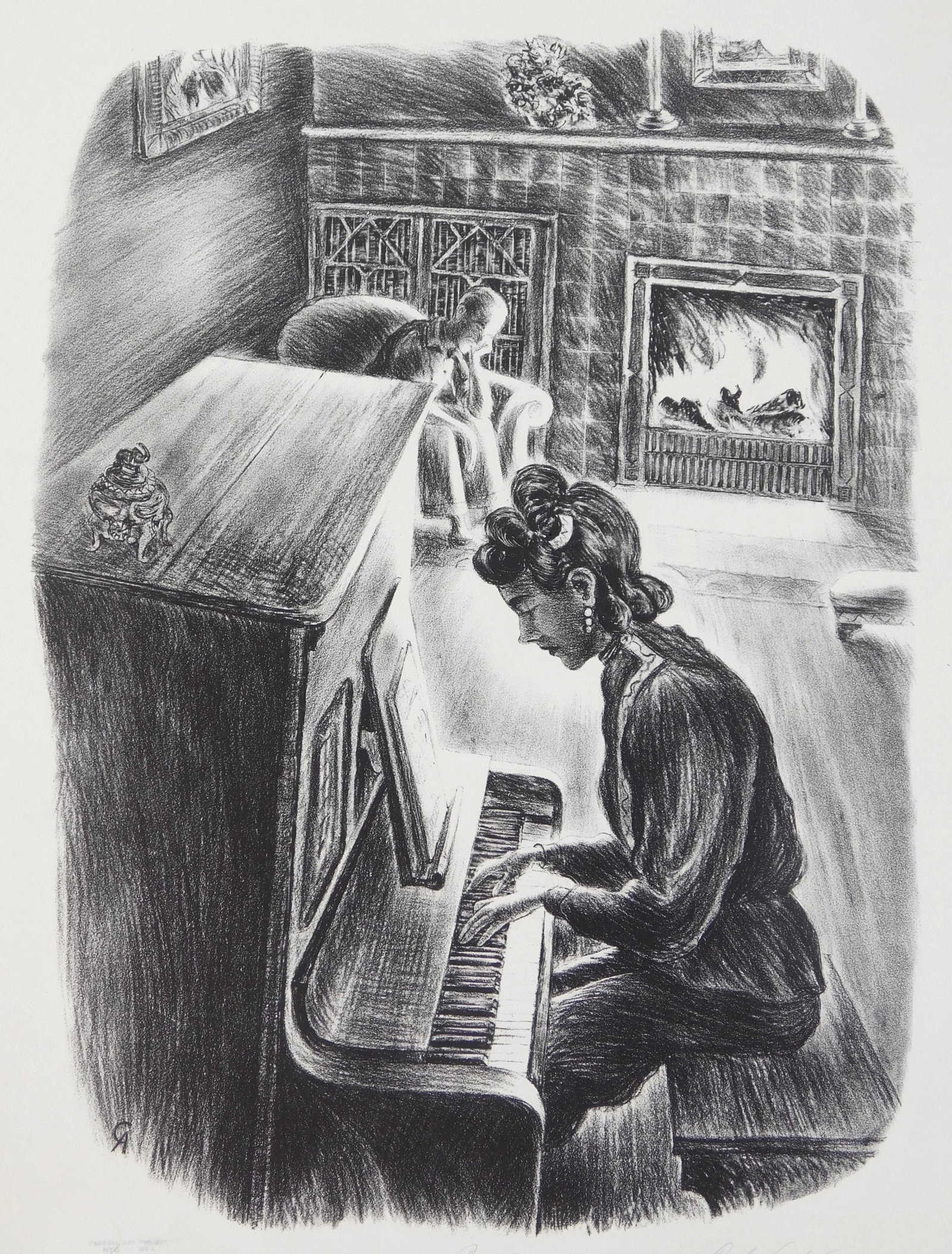 Carlos Anderson (American, 1905-1978) lithograph: Nocturne lithograph, ca.1936-42, signed and titled in pencil, stamped Federal Art Project/ NYC WPA. 16x 11 1/2" Provenance: Private collection- New York, NY *** PLEASE READ: IMPOR