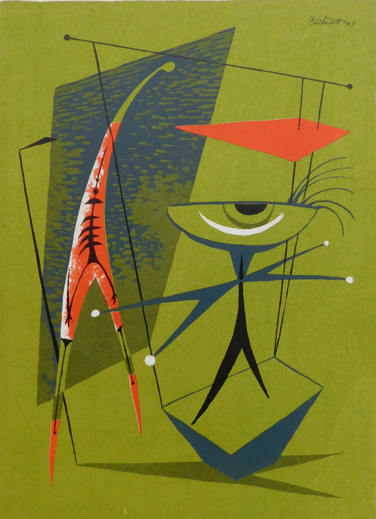 Dorr Bothwell (American, 1902-2000) silkscreen: Exhibition silkscreen in color, 1947, signed, titled and numbered 19/30 in pencil. 13 x 9 1/2" Provenance: Private collection- New Orleans, LA *** PLEASE READ: IMPORTANT NOTE About S&H ***</