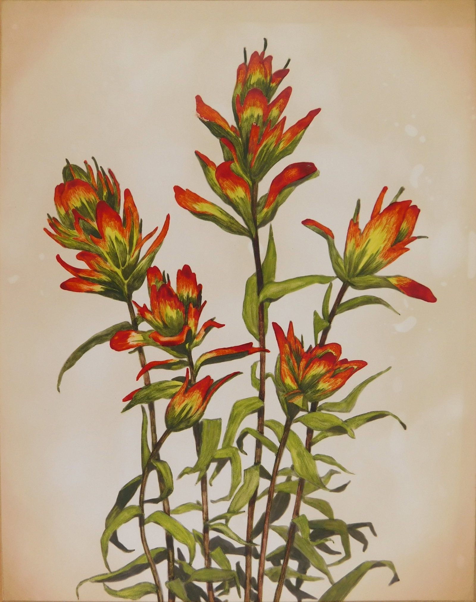 Lyman Bxybe (American, 1886-1980) print: Indian Pipers print with hand-coloring, signed and titled on the mat in pencil. 9 1/2 x 7 1/2" Provenance: Private collection- New Orleans, LA *** PLEASE READ: IMPORTANT NOTE About S&H ***</