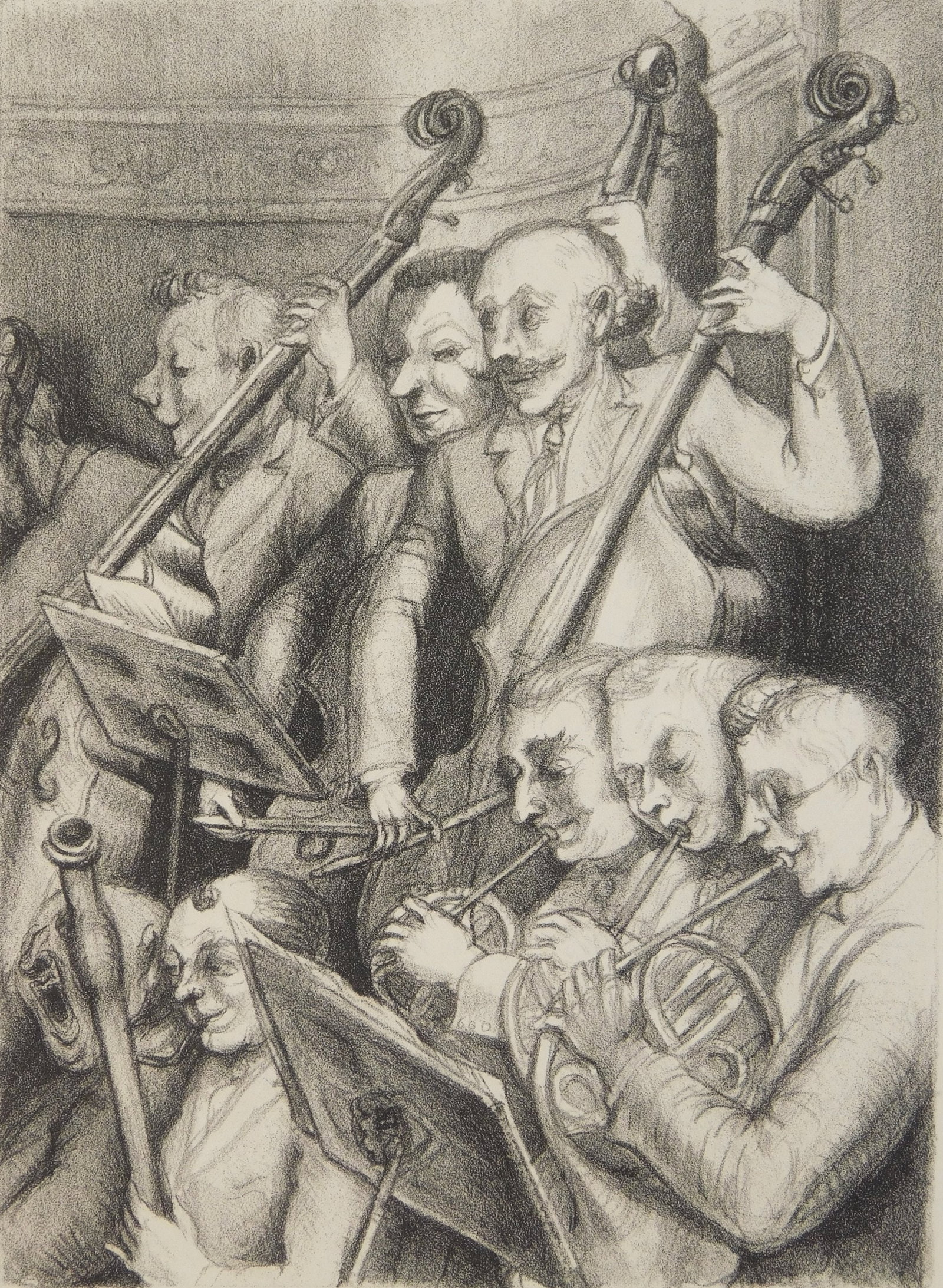 Minna Citron (American, 1896-1992) lithograph: Untitled (Concert) lithograph, 1933, signed. dated and annotated litho in pencil. 9 1/4 x 6 3/4" Provenance: Private collection- New York, NY *** PLEASE READ: IMPORTANT NOTE A