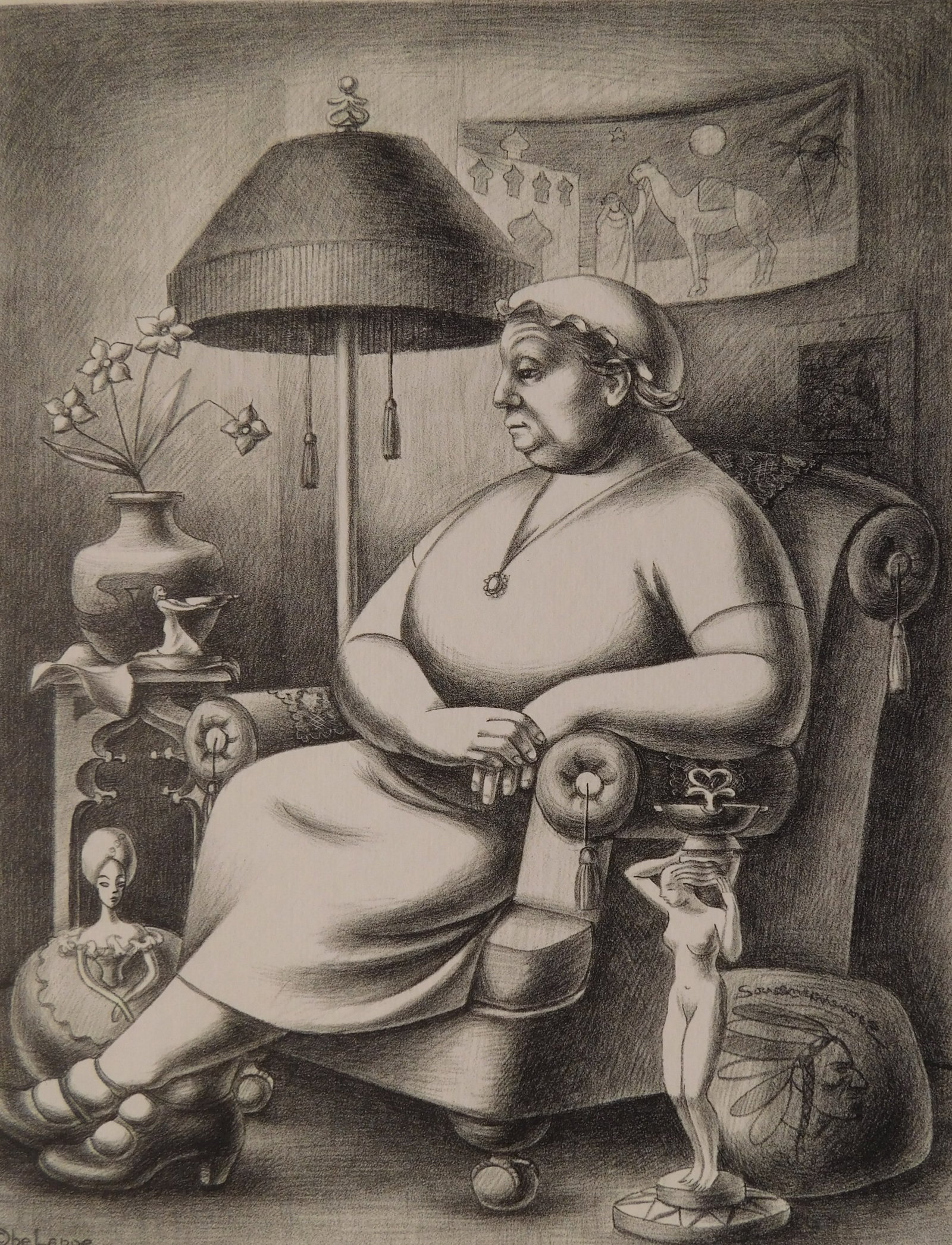 Pele De Lappe (American, 1916-2007) lithograph: These Be My Jewels lithograph, 1939, signed, dated and titled in pencil. 10 3/4 x 8 3/8" Provenance: Private collection- New York, NY *** PLEASE READ: IMPORTANT NOTE About S&H ***