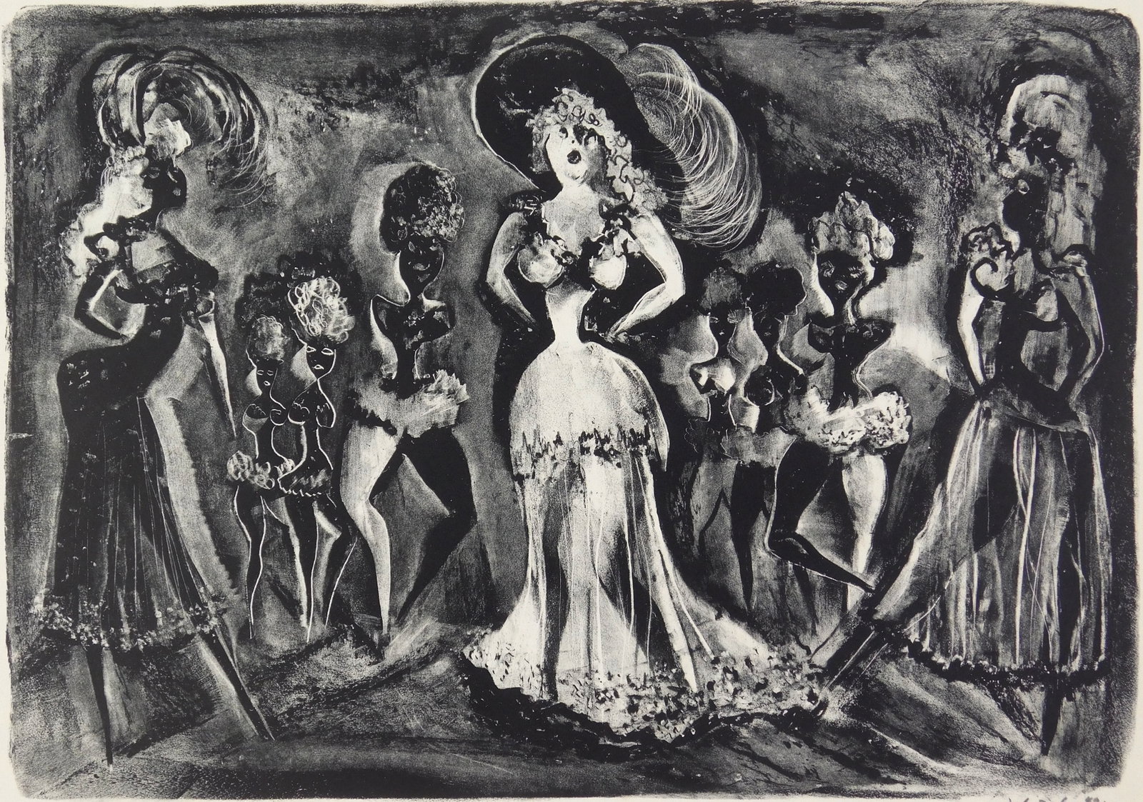Adolf Dehn (American, 1895-1968) lithograph: Leading Lady lithograph, 1949, signed, dated and inscribed printer's proof for L. B. A in pencil. 10 x 14" Literature: Lumsdaine & O'Sullivan 458 Provenance: Private c