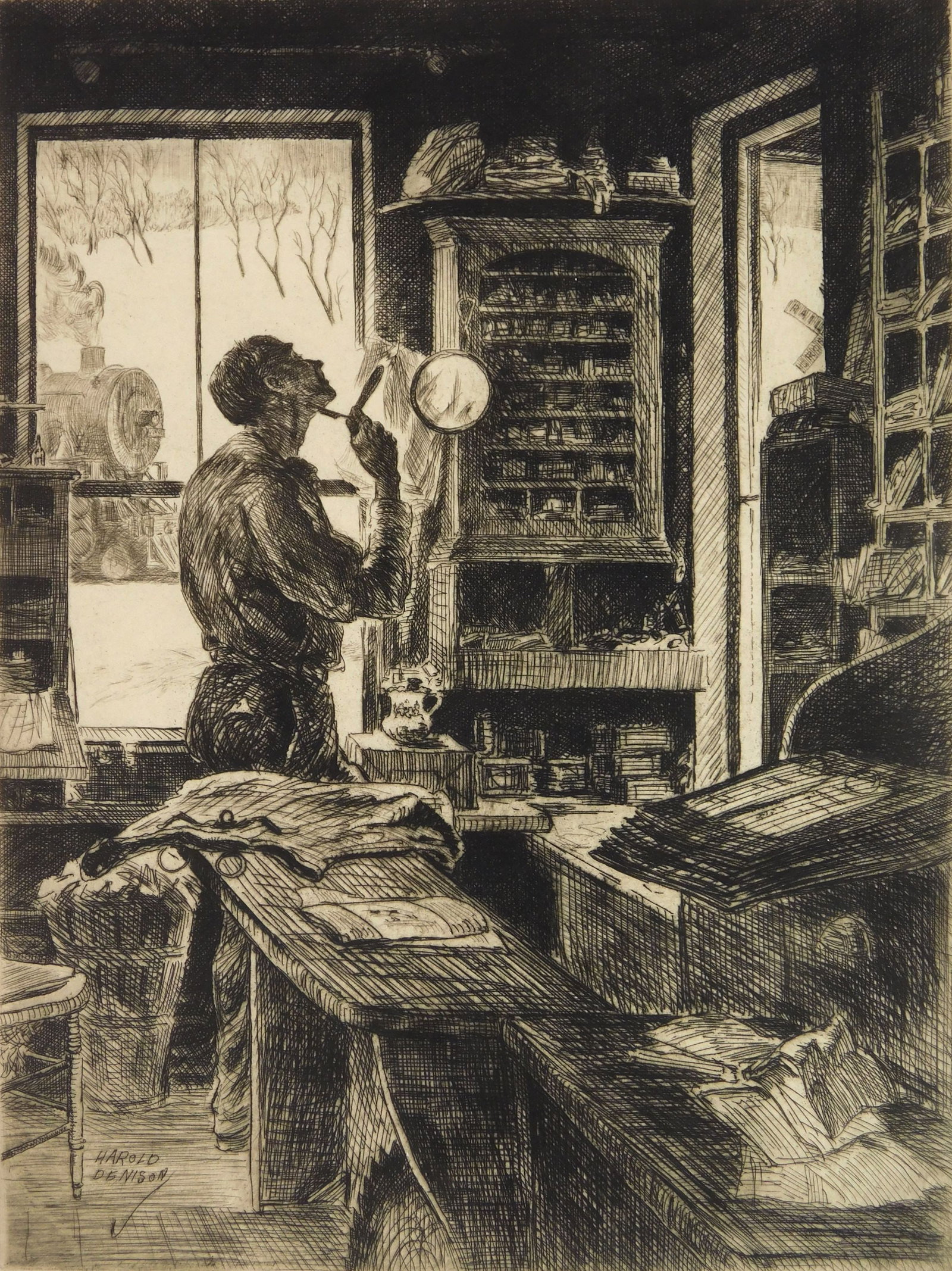 Harold Dennison (American, 1897-1940) etching (1 of 6)