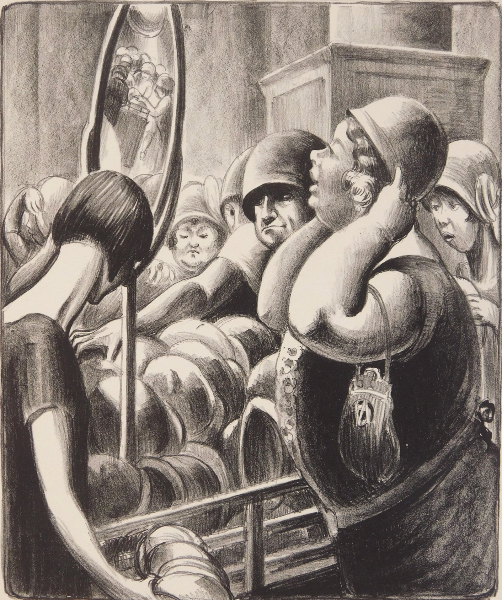 Mabel Dwight (American, 1875-1955) lithograph: Hat Sale $ 1.98 lithograph, 1928, regular edition of 25. 12 1/8 x 10 1/2" Literature: Robinson & Pirog 26 Provenance: Private collection- New Orleans, LA *** PLEASE READ: IMPORTA