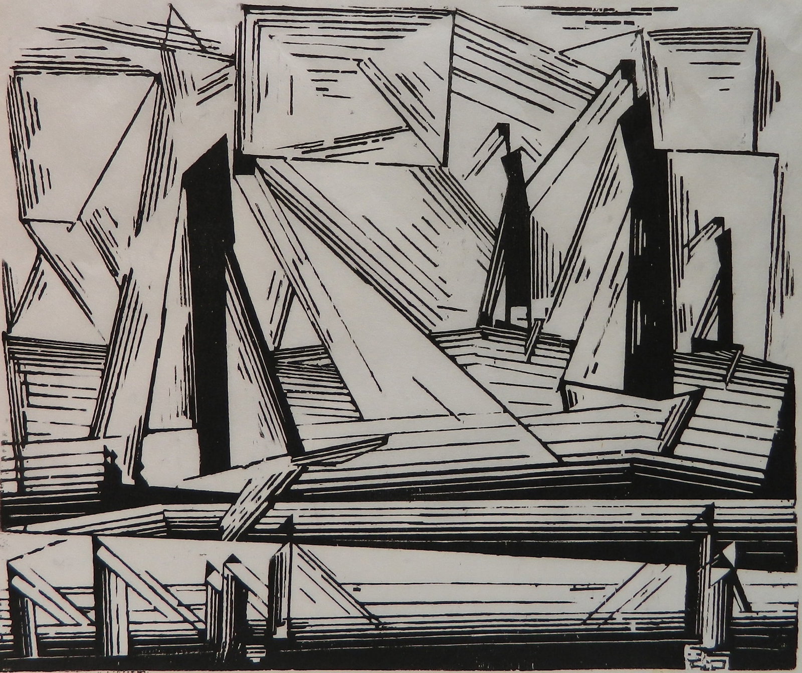 Lyonel Feininger (German/ American, 1871-1956) woodcut: Fishing Boats woodcut, 1921, posthumous edition of 252 printed 1971, The Print Club of Cleveland publication no. 49 for 1971. 12 3/8 x 14 3/4'' Literature: Prasse W248 Provenance: A Cleveland 
