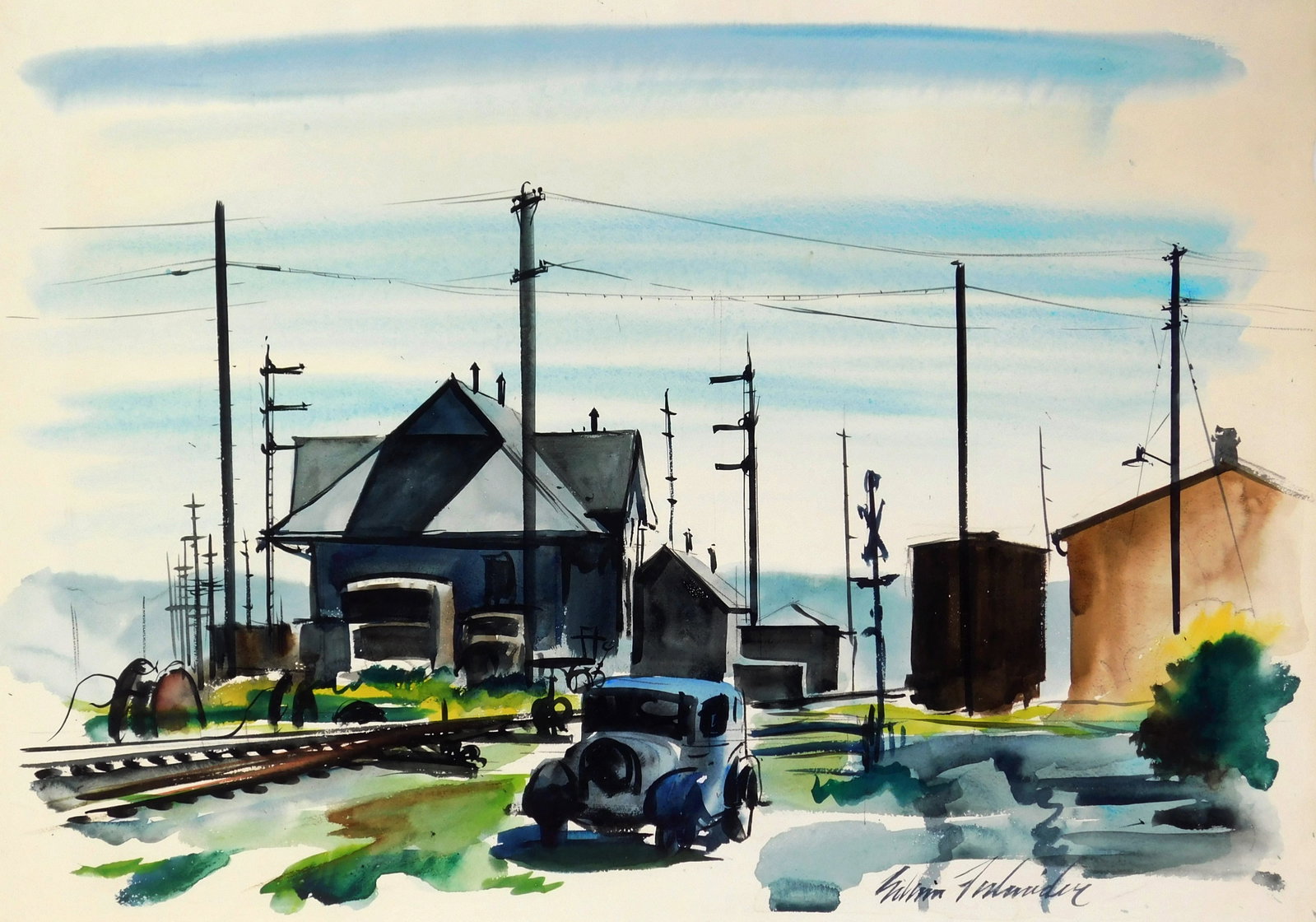 Edwin Fulwider (American, 1913-2003) watercolor (1 of 4)