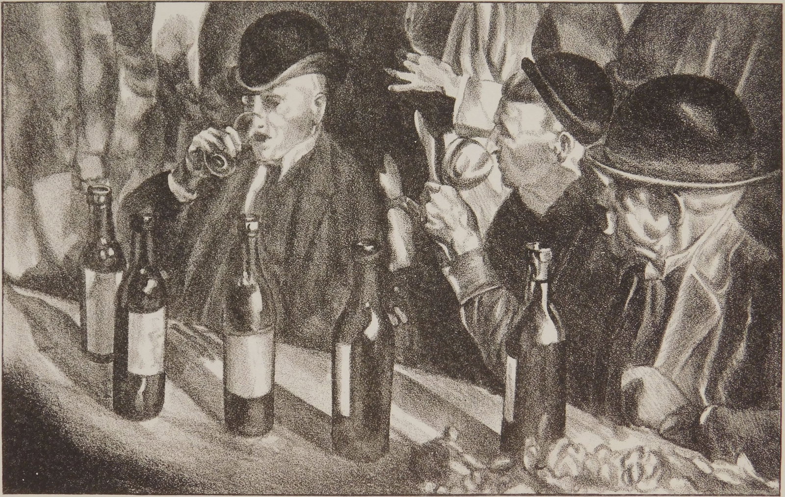 William S. Gisch (American 1906-1989) lithograph: In a French Cafe lithograph, 1930, edition of 230, The Print Club of Cleveland publication no. 8. 5 3/16 x 8 3/16'' Exhibited: The 12th Annual May Show- Cleveland Museum of Art, Cle