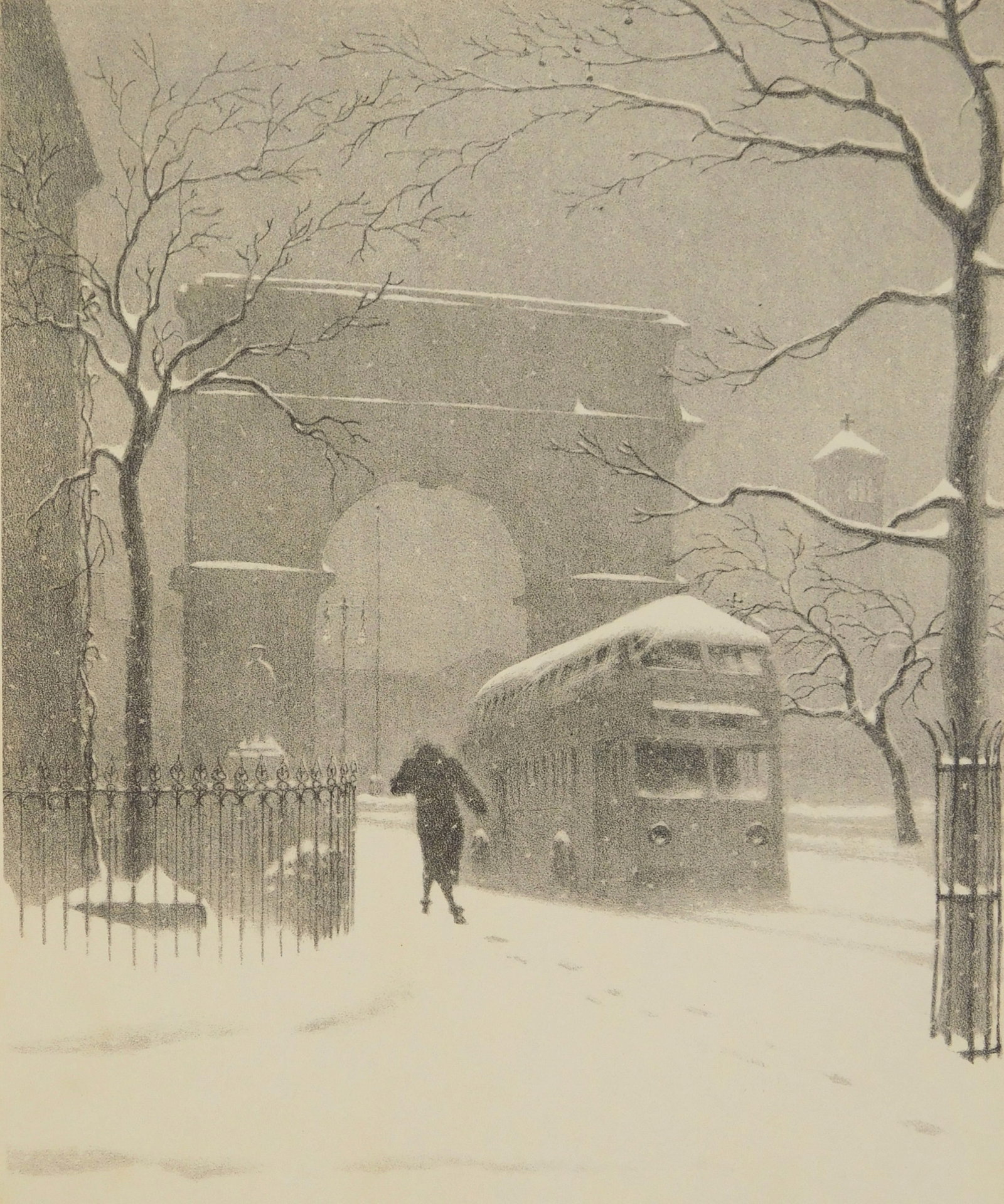 Ellison Hoover (American, 1888-1955) lithograph: Washington Square lithograph, ca. 1930"s, signed, titled and annotated Ed./40 in pencil. 11 3/8 x 9" Provenance: Private collection- New York, NY *** PLEASE READ: IMPORT