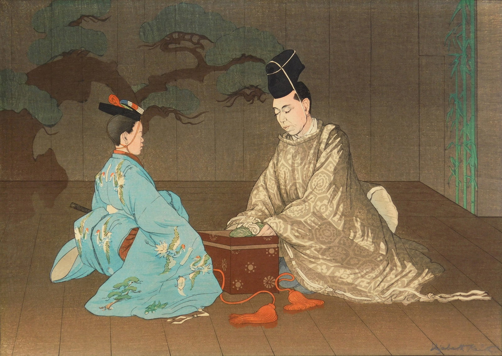 Elizabeth Keith (American, 1887-1956) woodblock: Kongo in Okina woodblock in colors, 1936, signed in pencil. 12 1/4 x 17 1/8" Literature: Keith pl. 106 Provenance: Private collection- Houston, TX *** PLEASE READ: IMPORTANT NOTE About S&