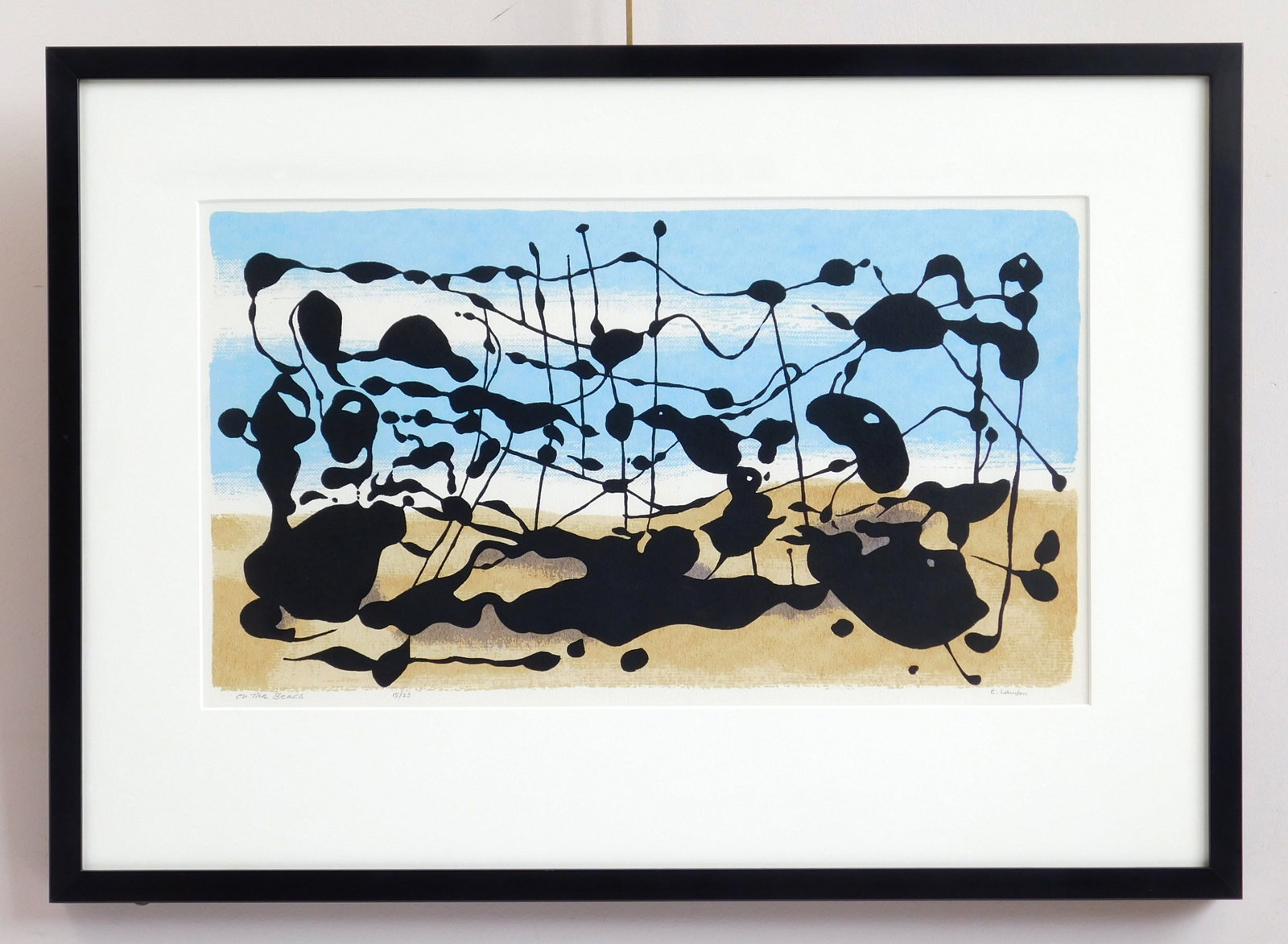 Edward Landon (American, 1911-1984) silkscreen: On The Beach silkscreen in colors, signed, titled and numbered 15/23 in pencil, matted and framed. 11 1/4 x 20 1/2" Provenance: Private collection- Cleveland, OH *** PLEASE READ: IMPORTANT 