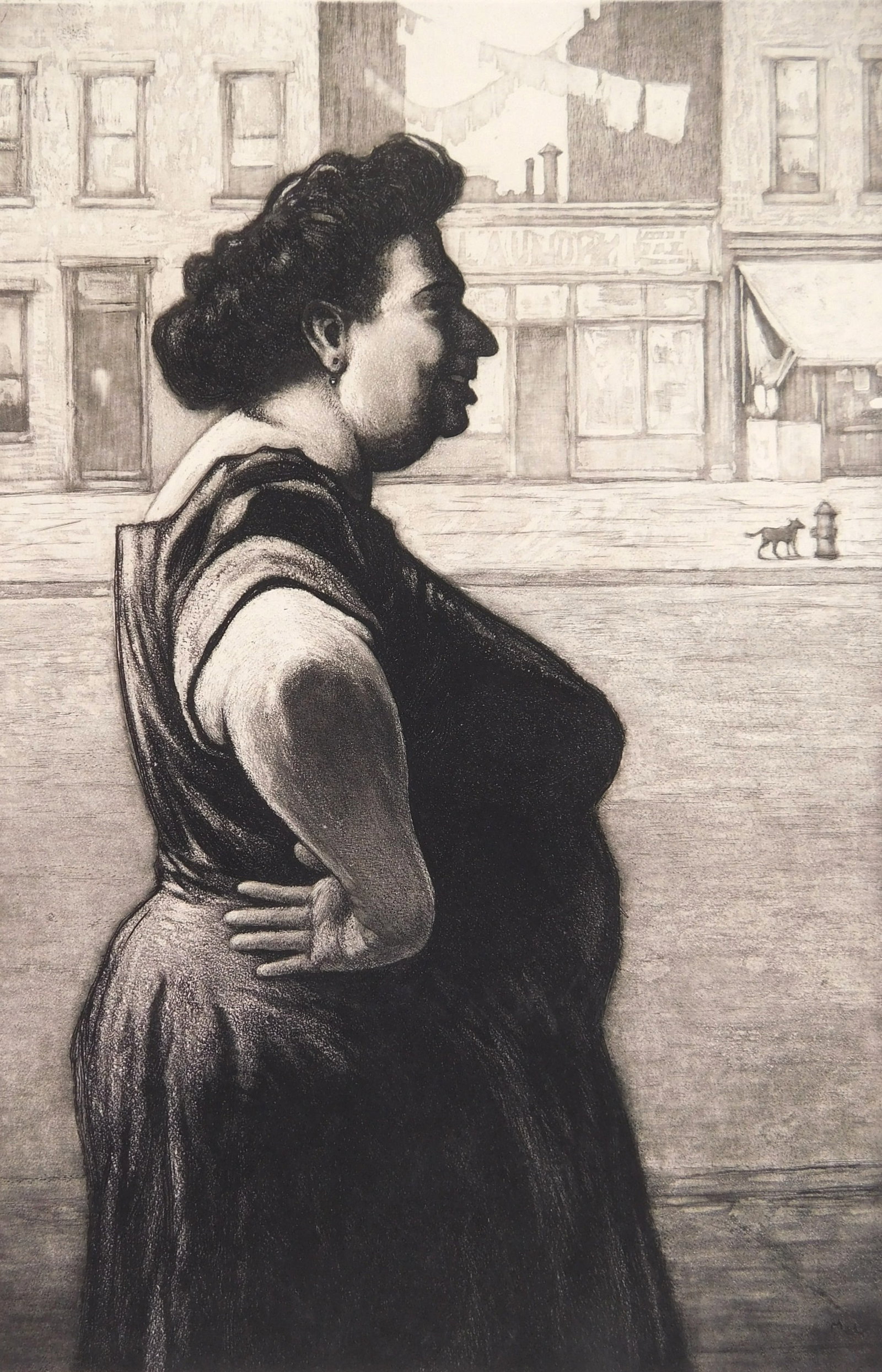 Martin Lewis (American, 1881-1962) etching: Boss of the Block etching and aquatint, ca. 1939, signed in pencil, total edition of 212. 11 x 7 1/4'' Literature: Mc Carron 128 Provenance: Private collection- New Orleans, LA *** PLE